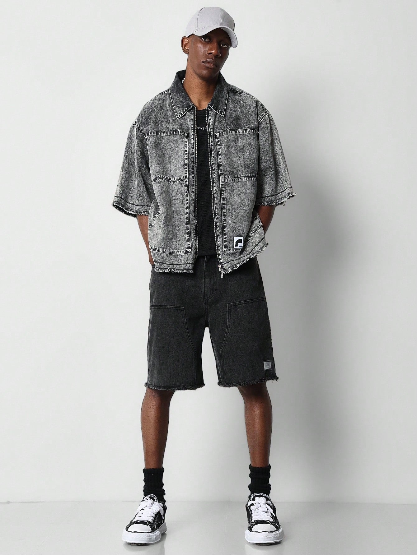 Raw Edge Washed Denim Short