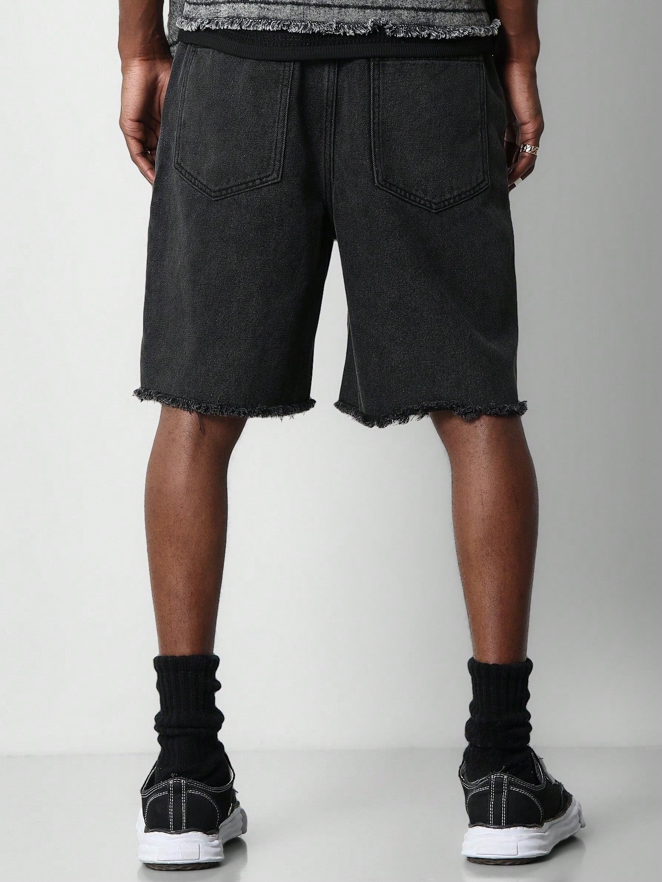 Raw Edge Washed Denim Short