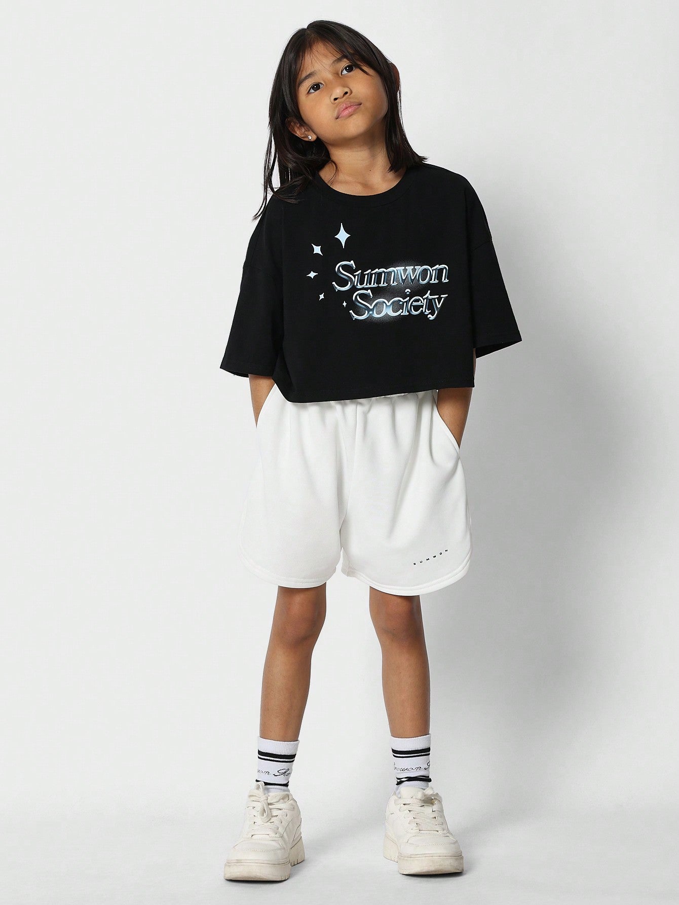 Tween Girls Crop Fit Tee With Front Print