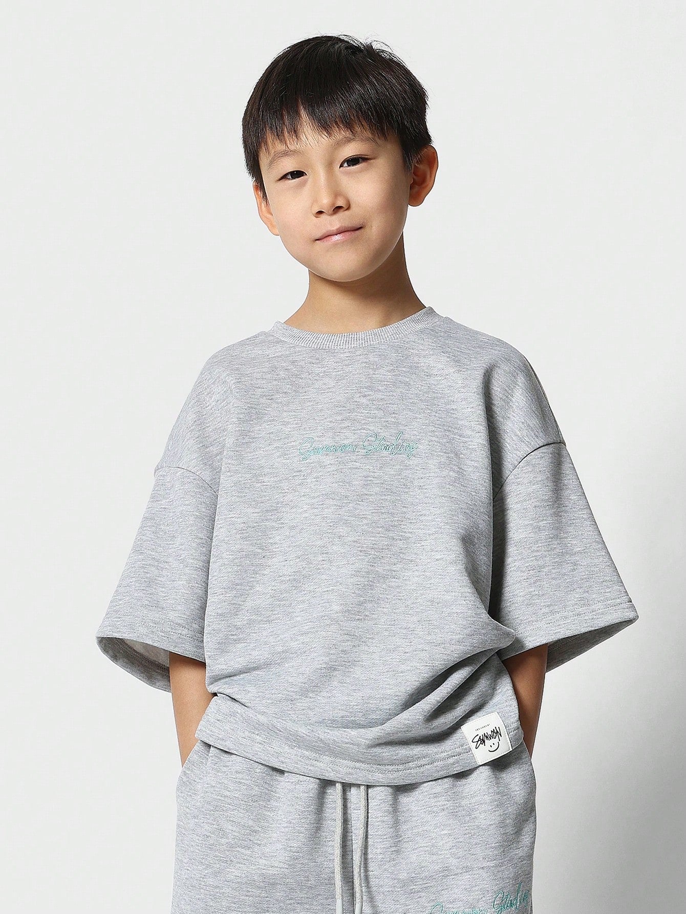 Tween Boys Oversized Elbow Sleeve Tee And Straight Fit Jogger With Embroidery Print 2 Piece Set