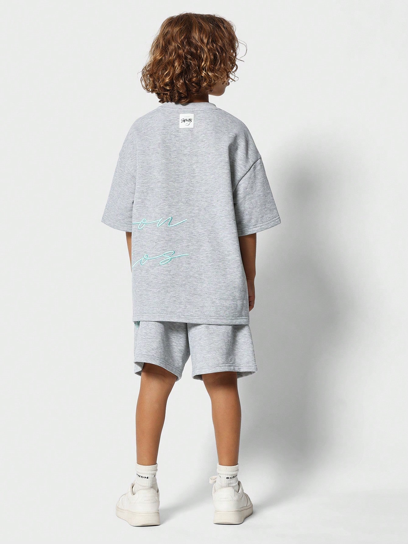 Tween Boys Everyday Play Oversized Short Sleeve Tee And Short With Embroidery 2 Piece Set