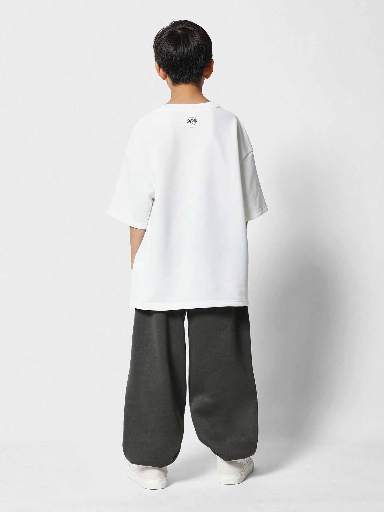 Tween Boys Oversized Elbow Sleeve Tee With Baggy Fit Joggers 2 Piece Set