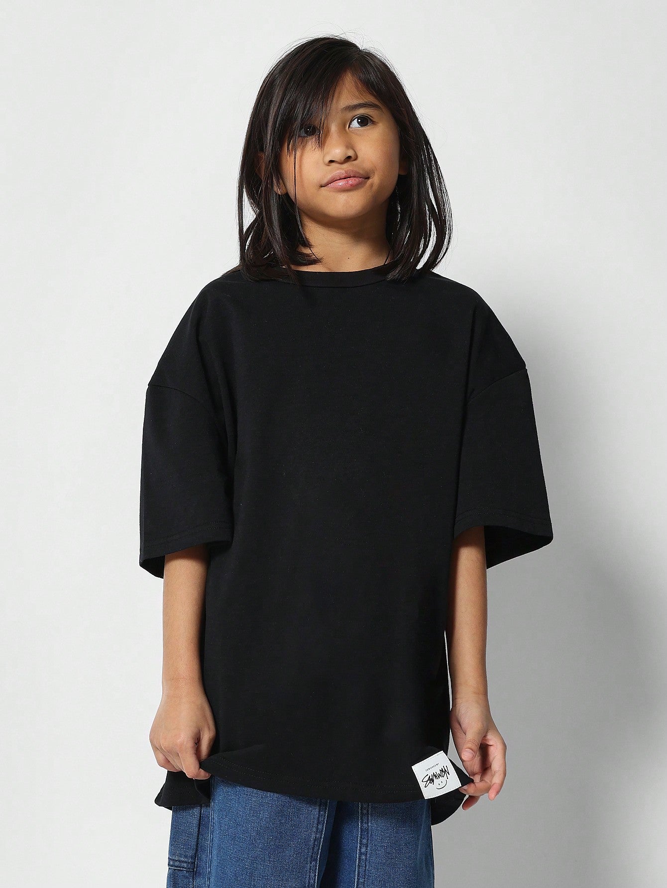 Tween Girls Oversized Fit Tee With Back Print