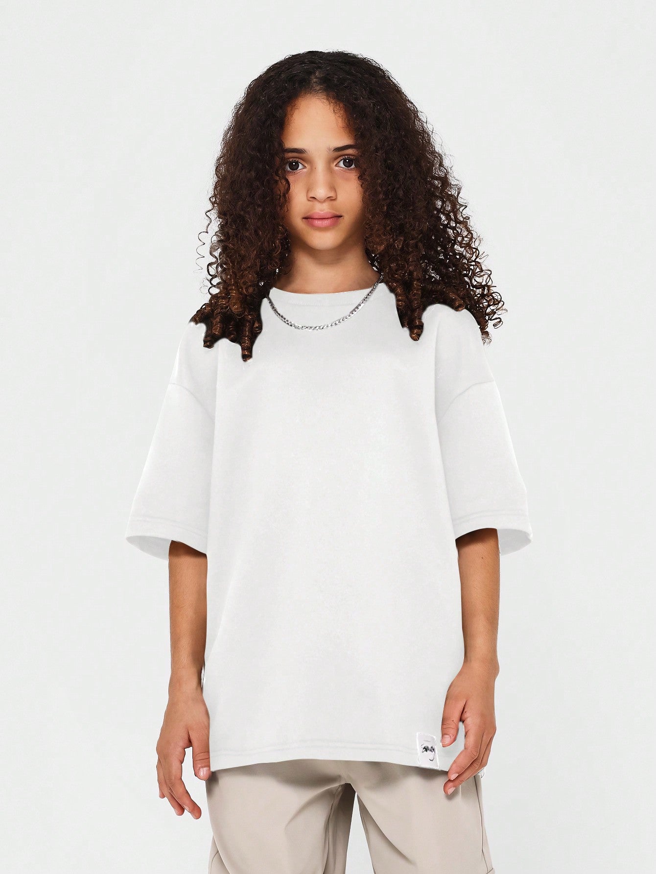 Tween Girl Drop Shoulder Loose Fit Essential Tee