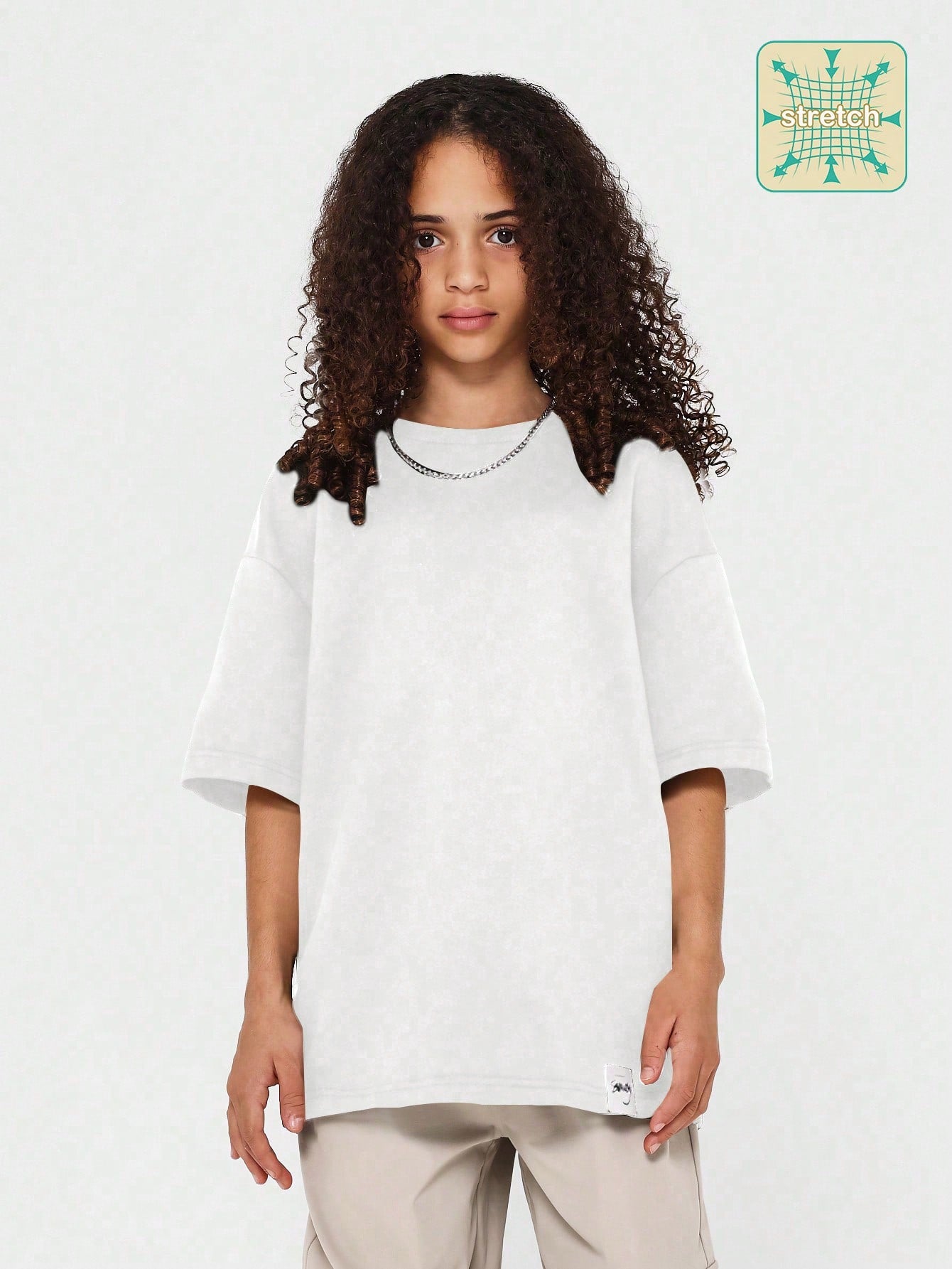 Tween Girl Drop Shoulder Loose Fit Essential Tee