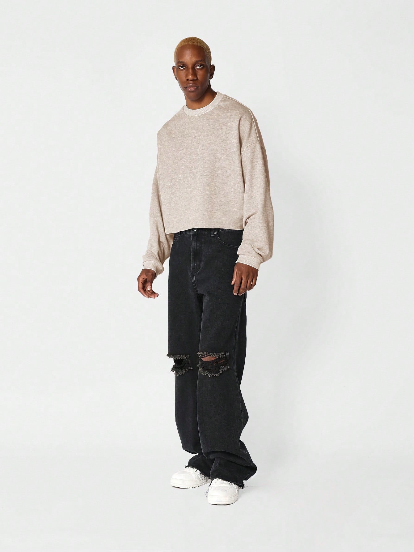 Cropped Crew Neck Sweatshirt