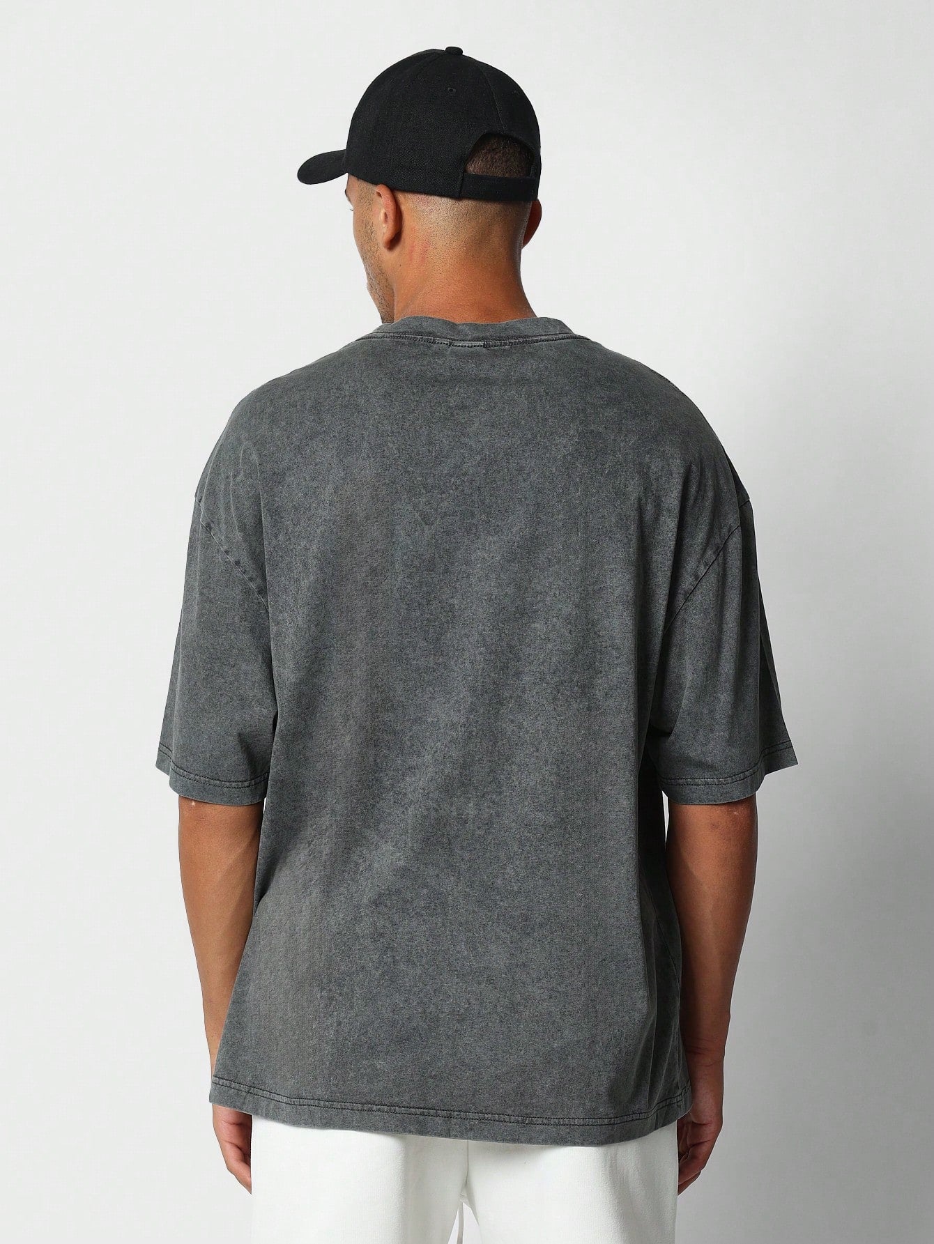 Oversized Fit Washed Tee With Letter Graphic Print