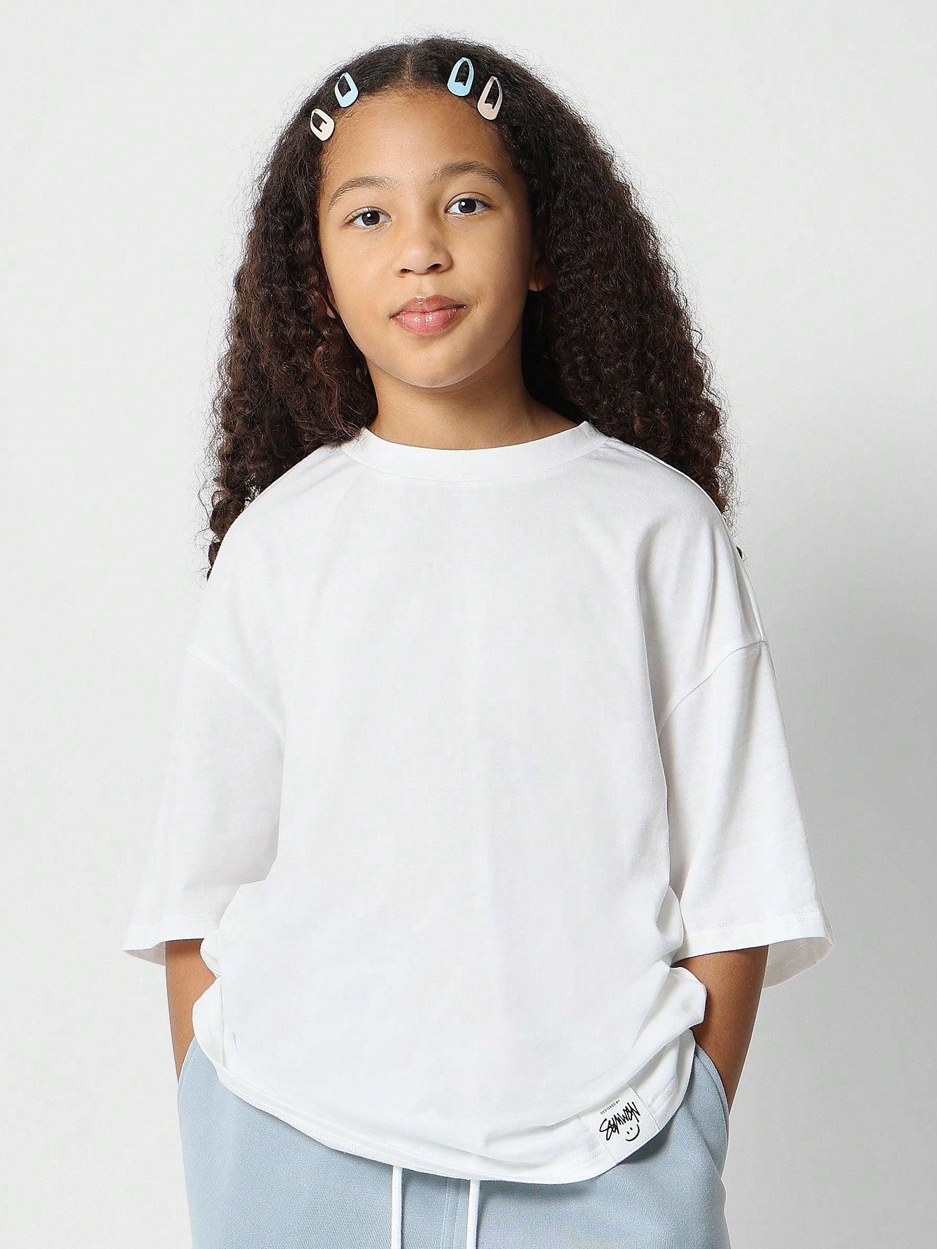 Tween Girls Oversized Fit Shirt With Carpenter Short 2 Piece Set