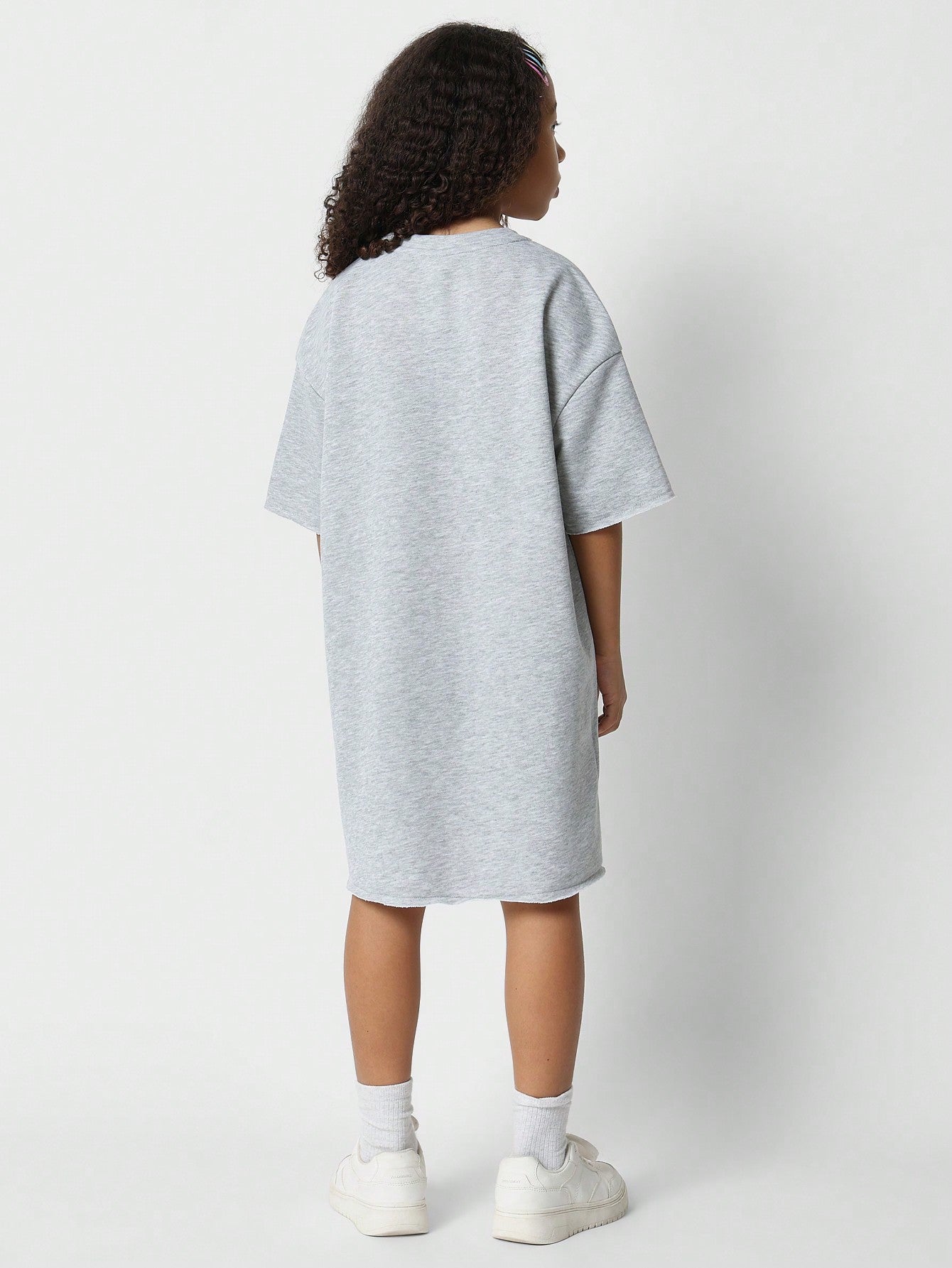 Tween Girls Raw Hem Oversized Fit Tee Dress