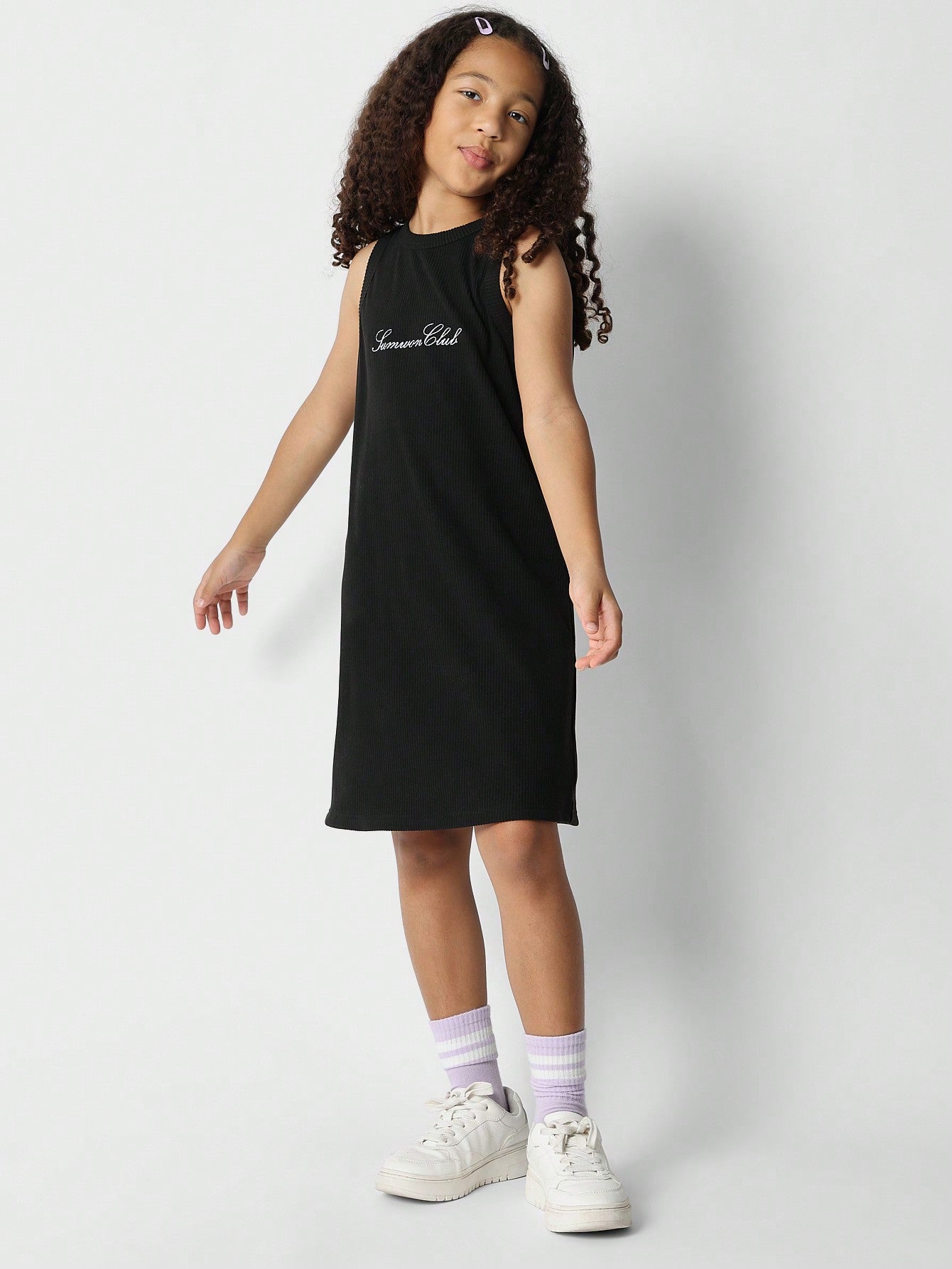 Tween Girls Tank Dress WIth Embroidery