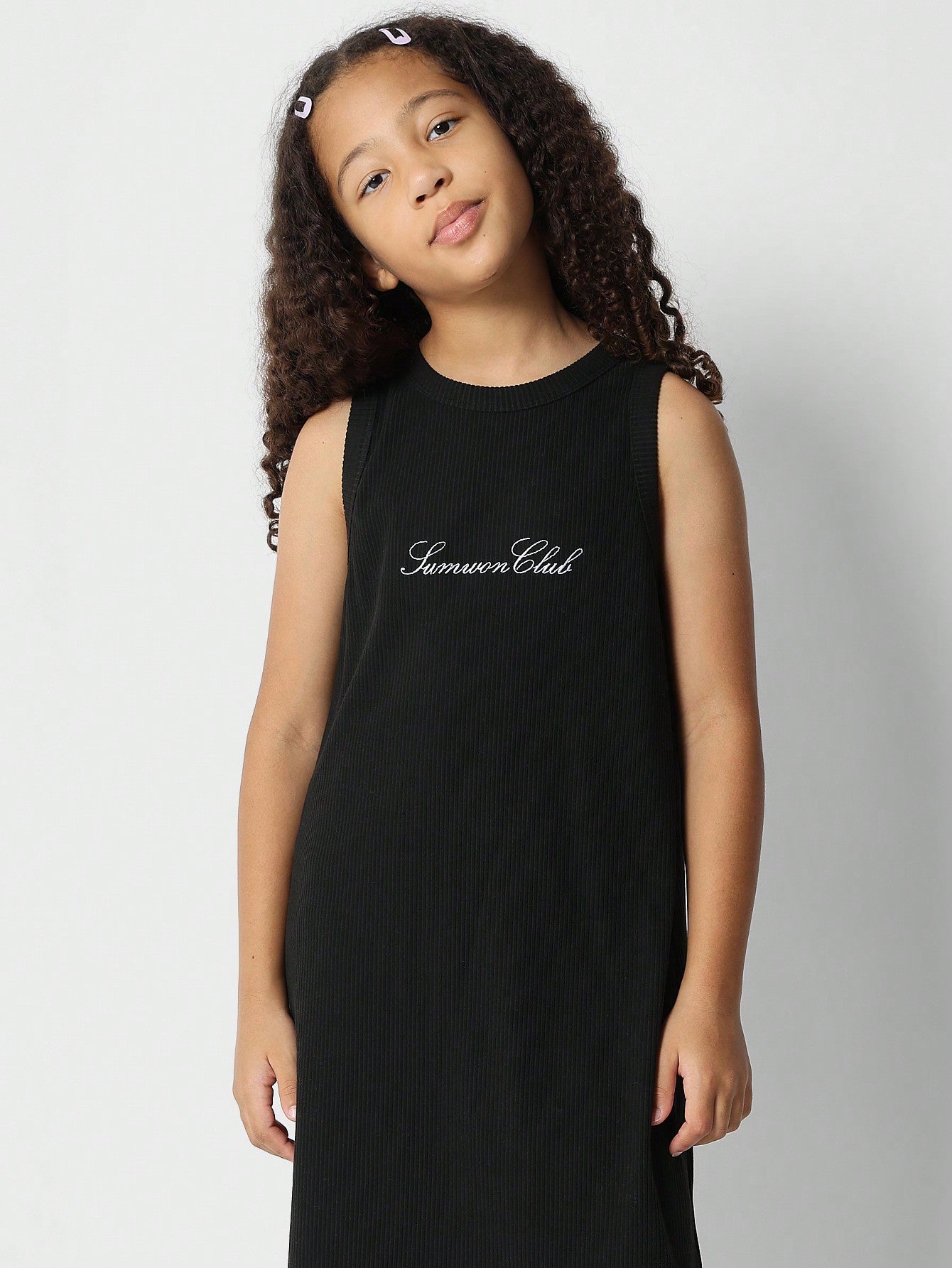 Tween Girls Tank Dress WIth Embroidery