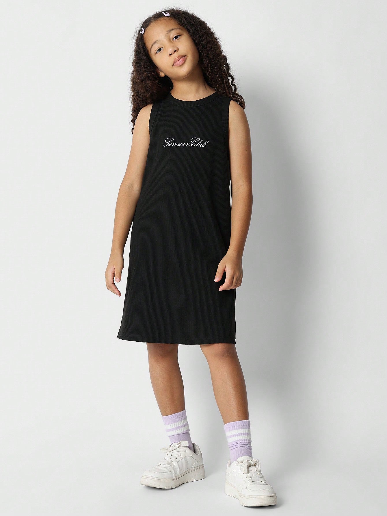 Tween Girls Tank Dress WIth Embroidery