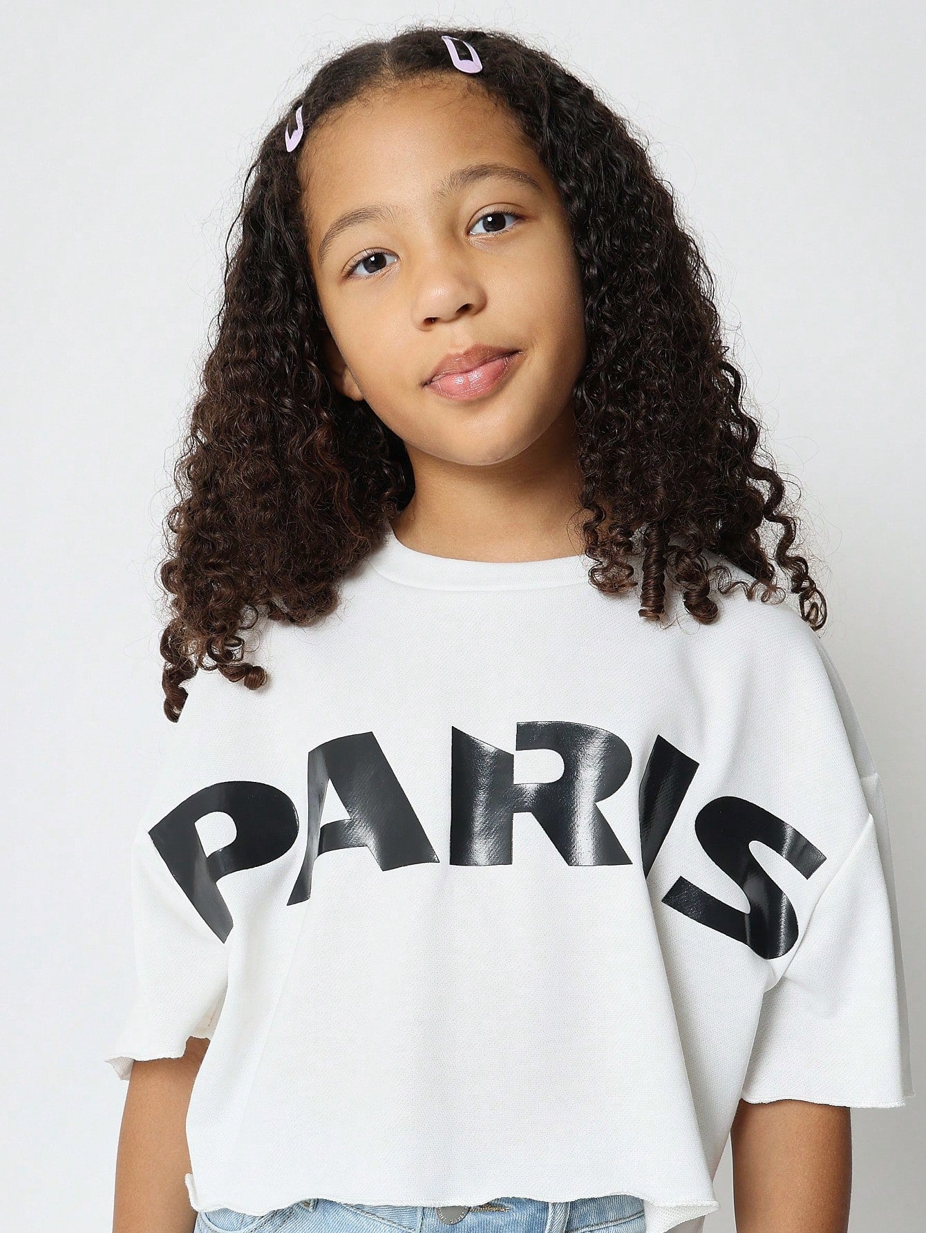 Tween Girls Cropped Tee With Front Paris Graphic