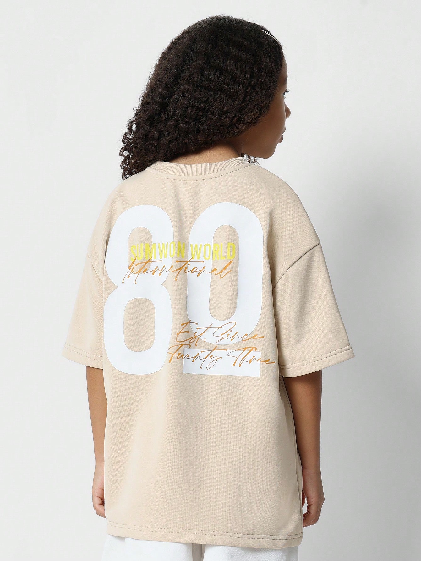 Tween Girls Oversized Fit Tee With Back Graphic Print