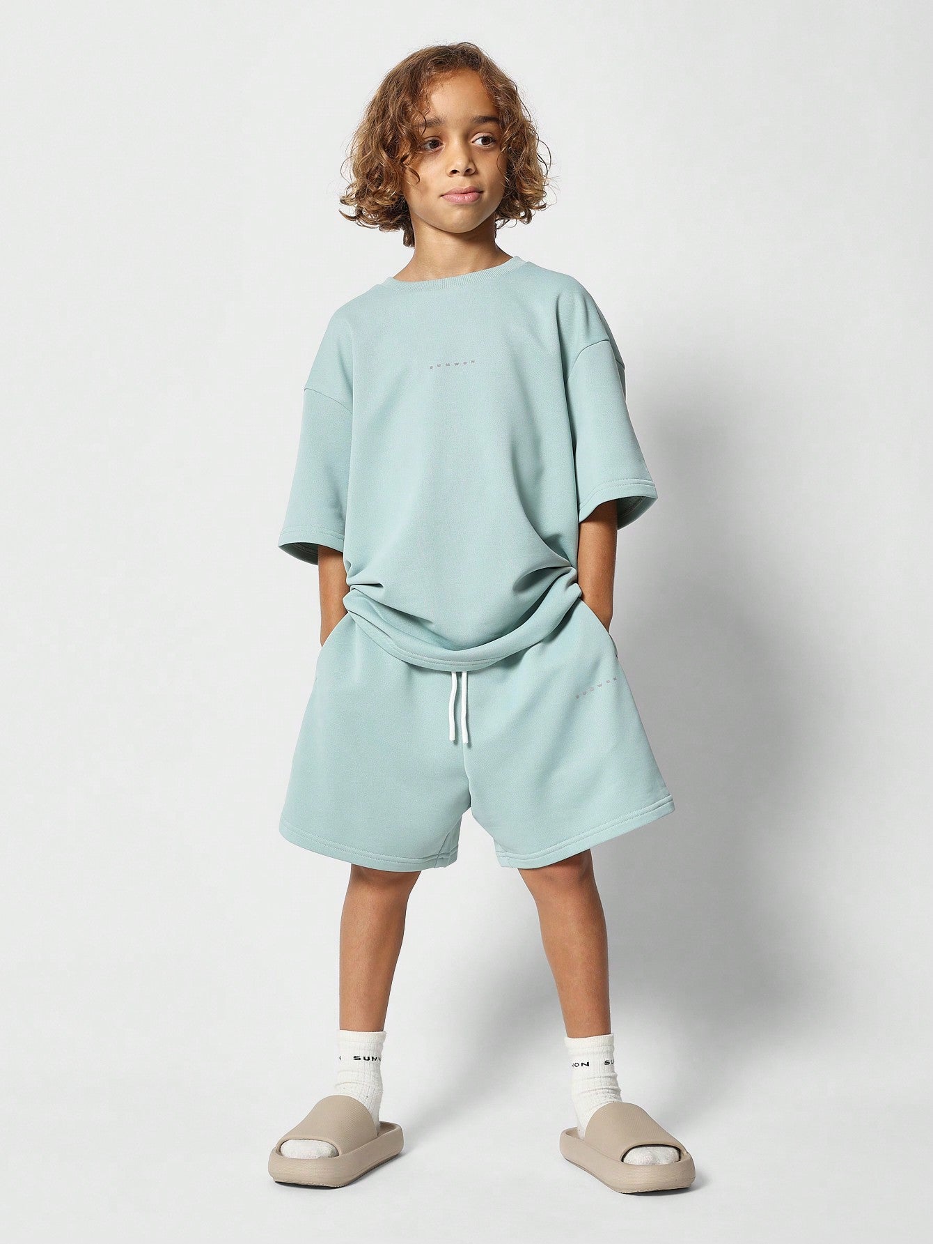 Tween Boys Oversized Fit Essential Tee And Drop Crotch Short 2 Piece Set