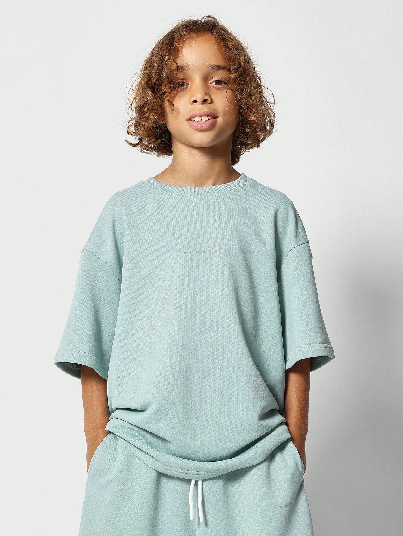 Tween Boys Oversized Fit Essential Tee And Drop Crotch Short 2 Piece Set