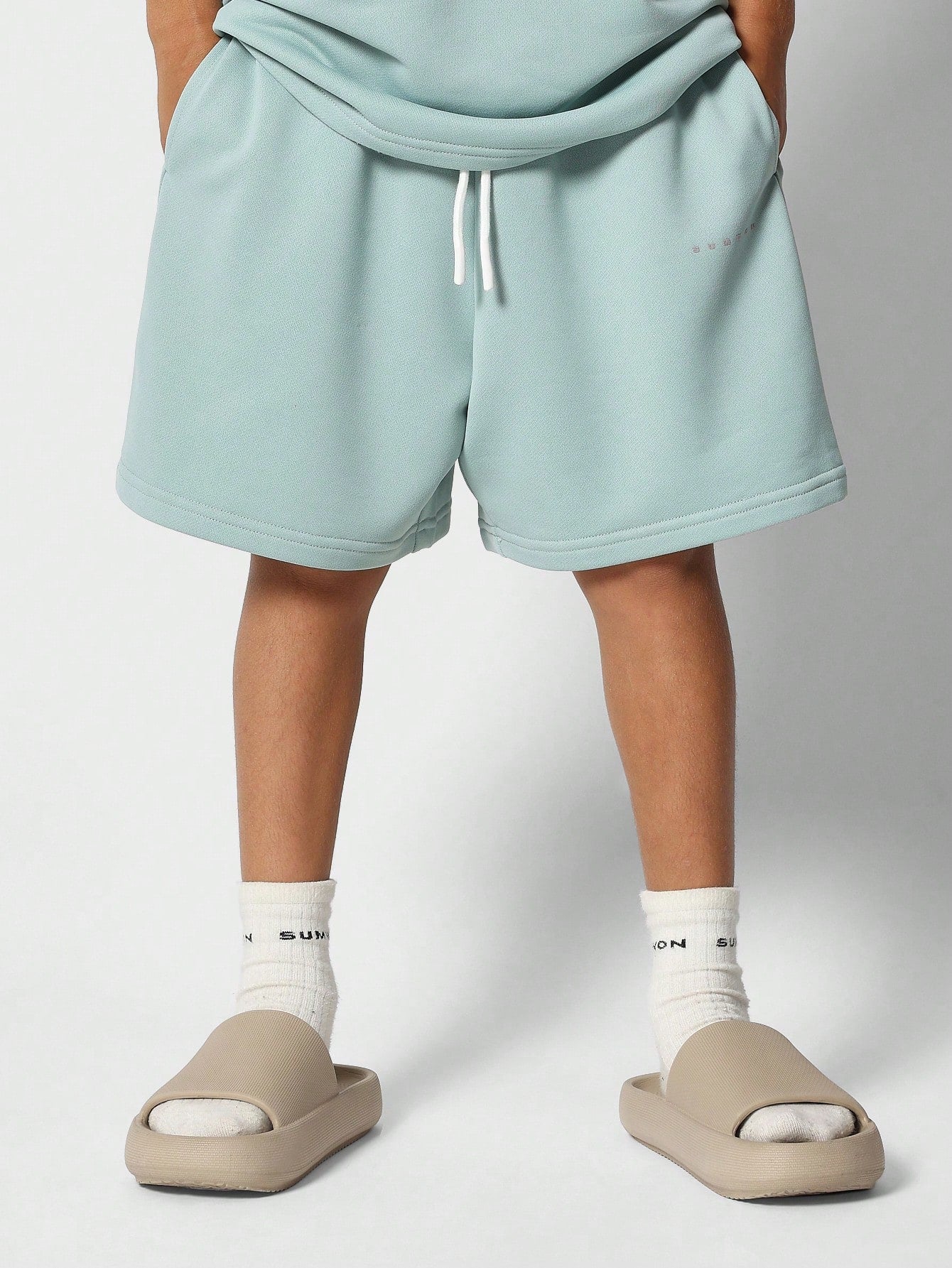 Tween Boys Oversized Fit Essential Tee And Drop Crotch Short 2 Piece Set