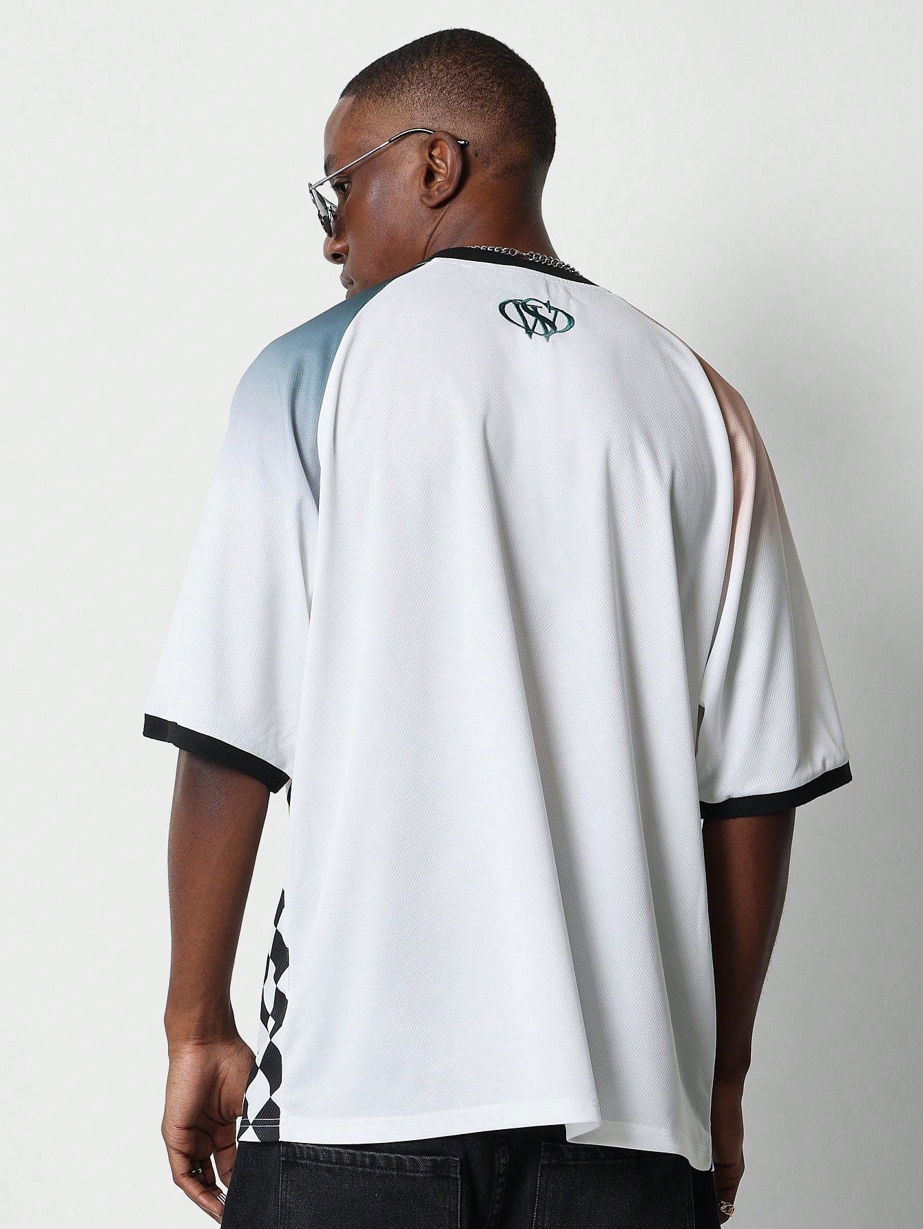 Oversized Fit Football Tee With Graphic Print