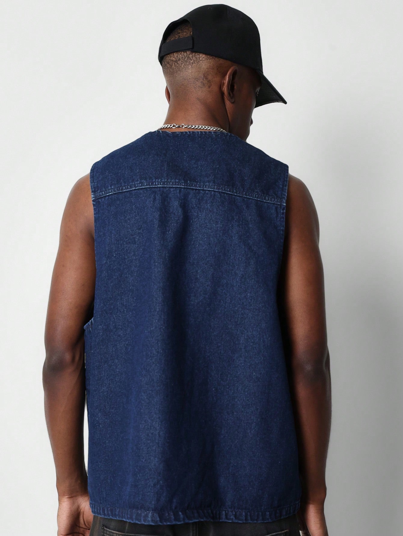 Zip Through Denim Vest Jacket