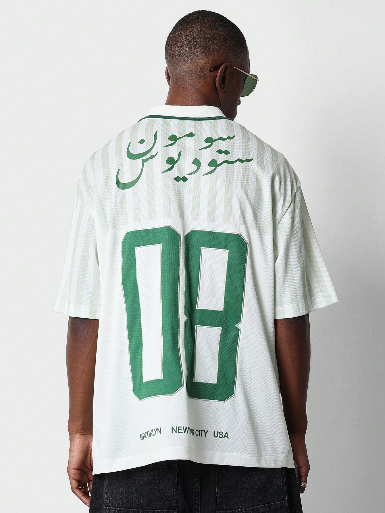 Oversized Fit Football Tee With Number Graphic Print