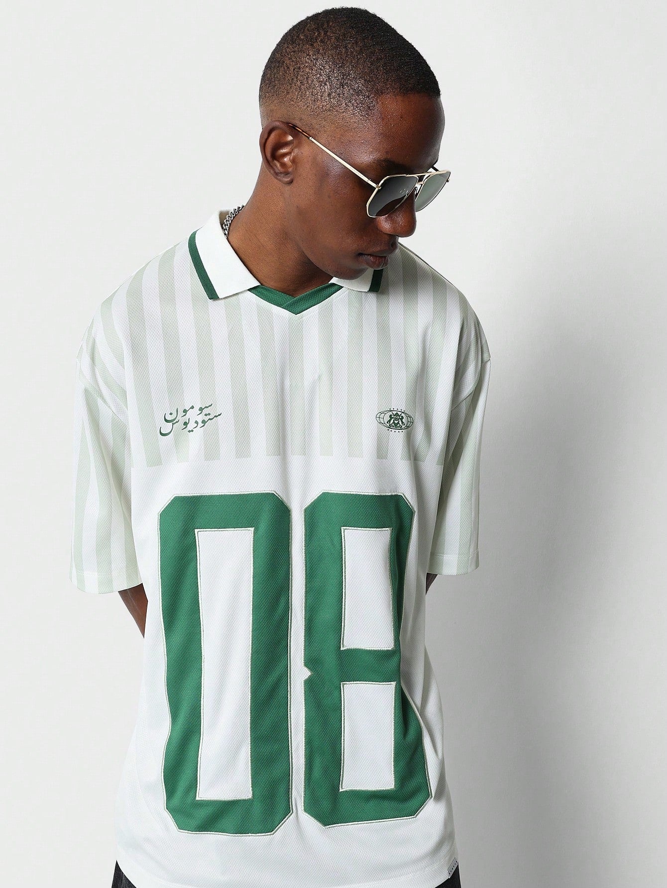 Oversized Fit Football Tee With Number Graphic Print