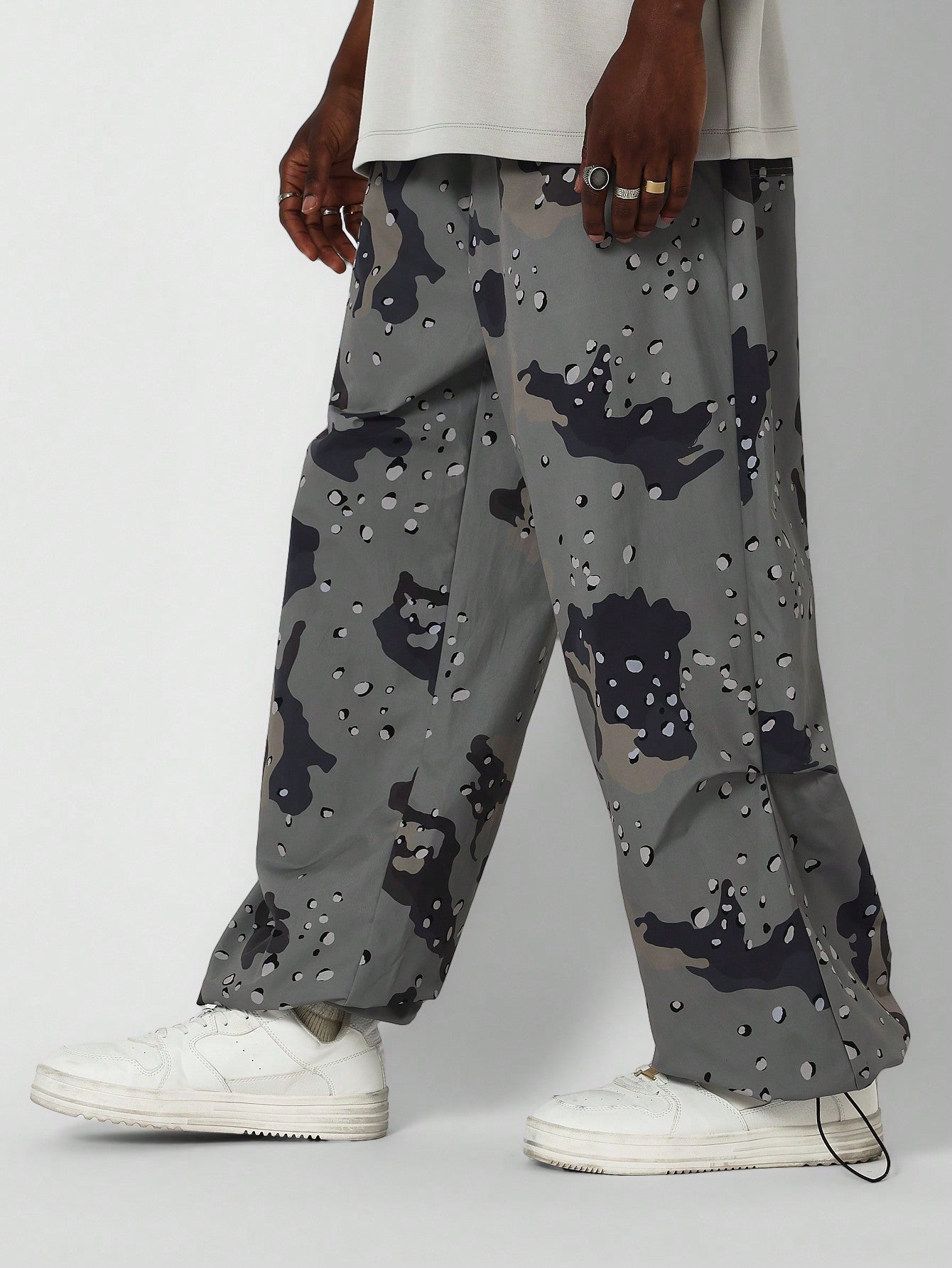 Parachute Pant With All Over Camo Print