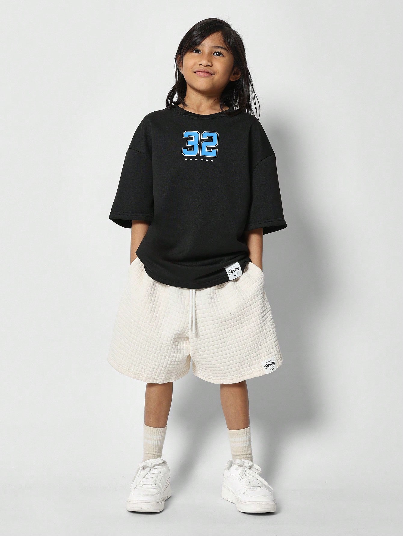 Tween Girls Oversized Fit Tee With Number Print