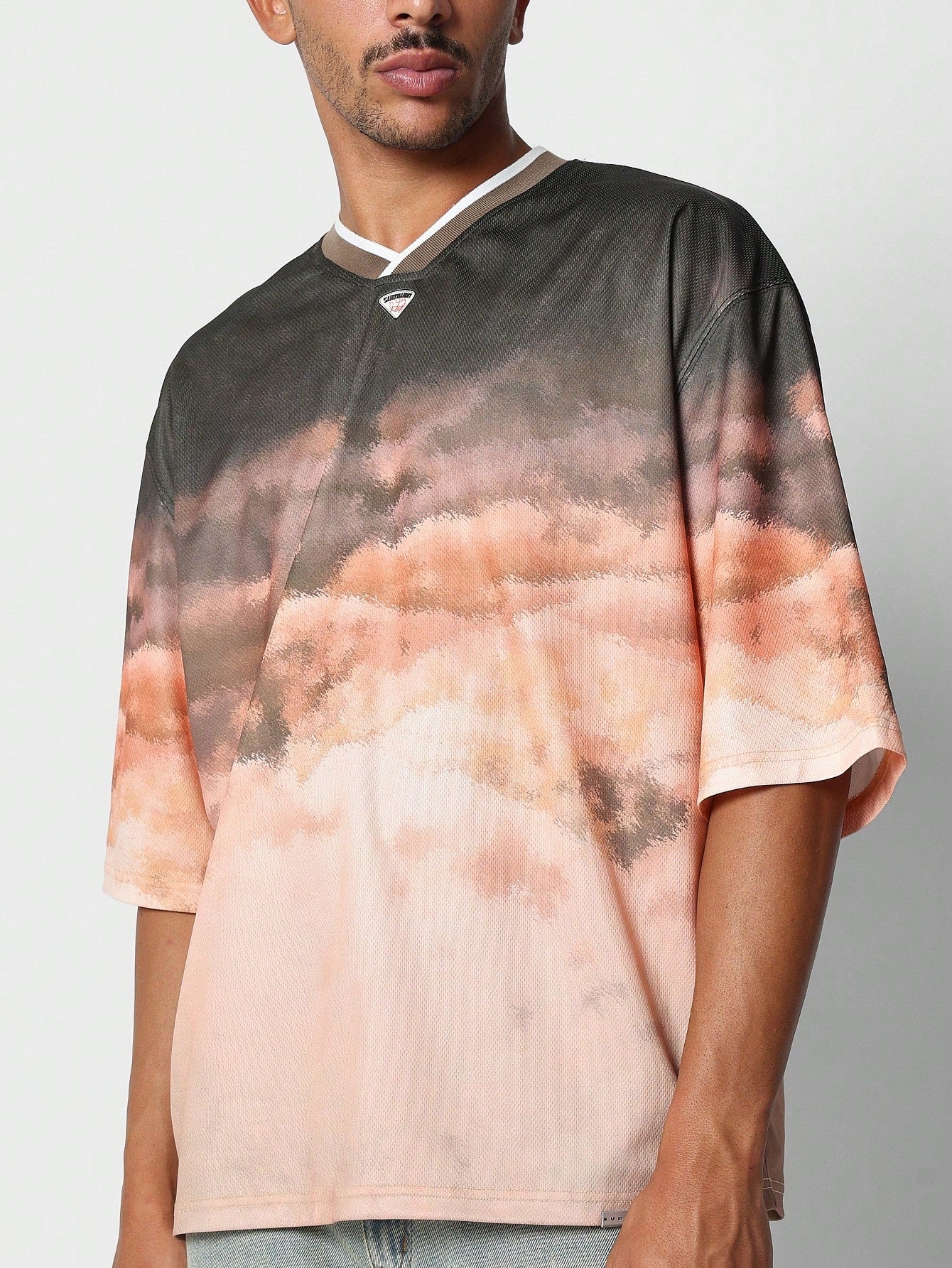 Oversized Fit Mesh Baller Tee With All Over Print