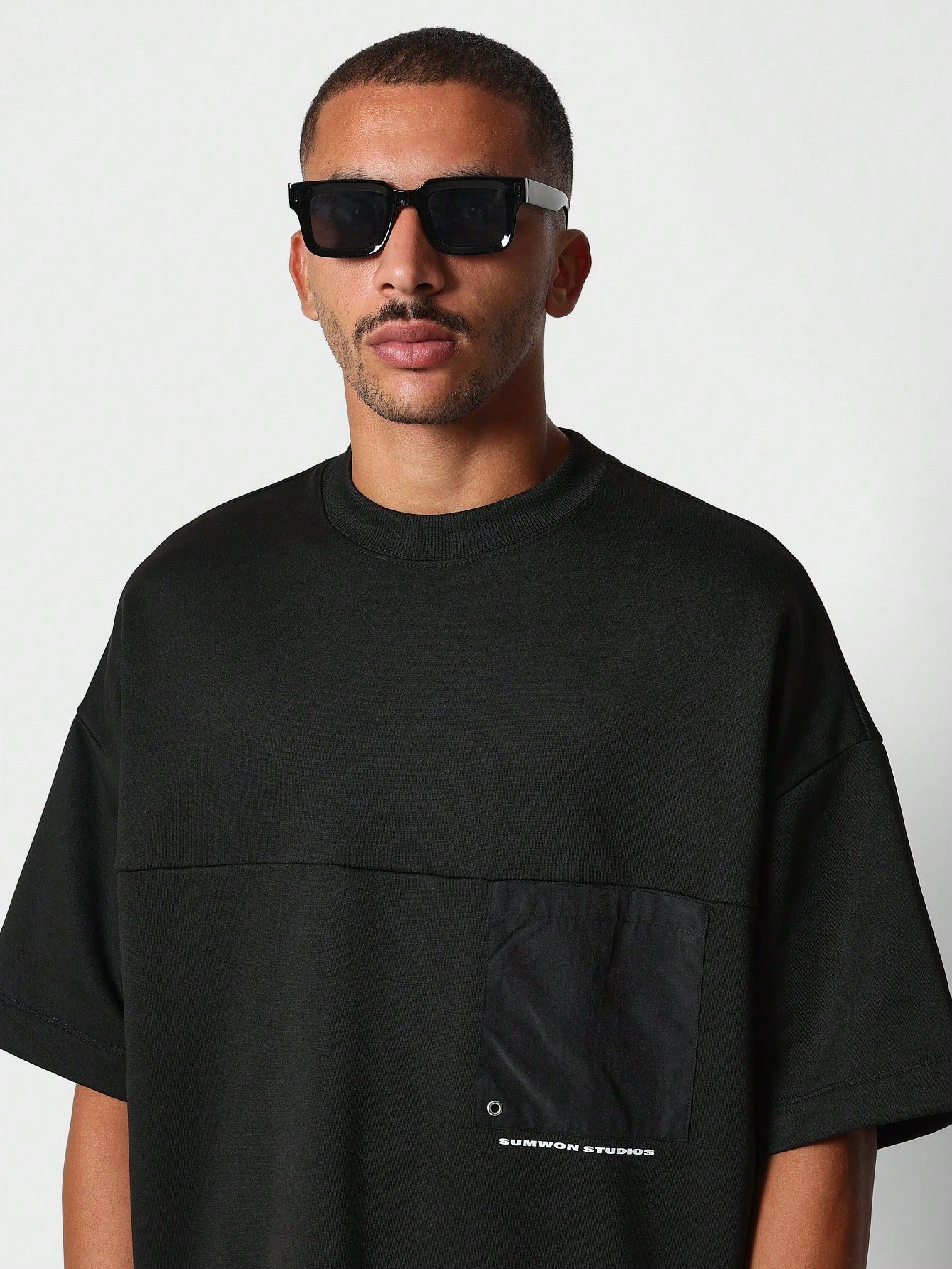 Oversized Fit Loop Back Tee With Pocket