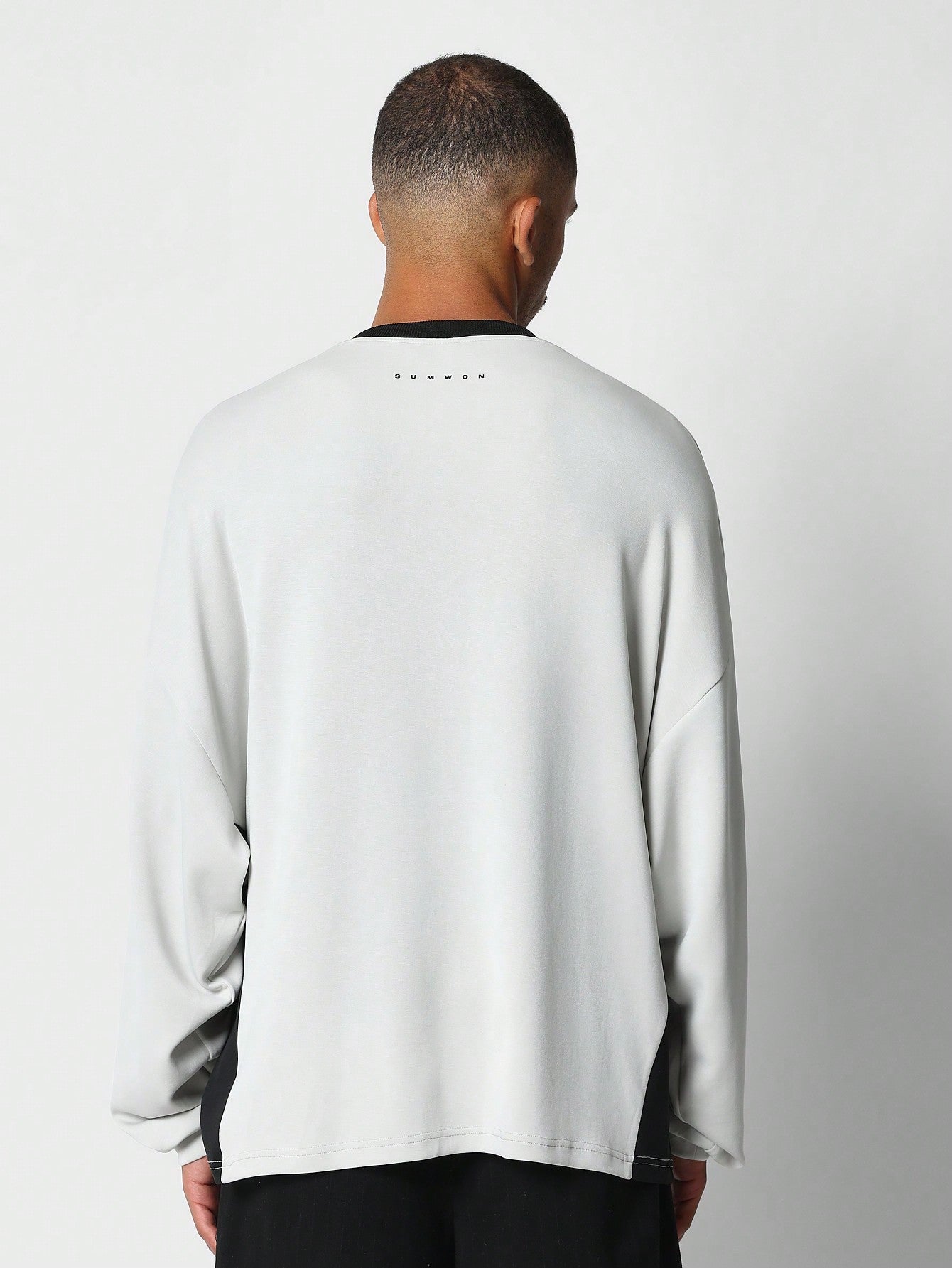 Oversized Fit Sweatshirt With Contrast Crew Neck