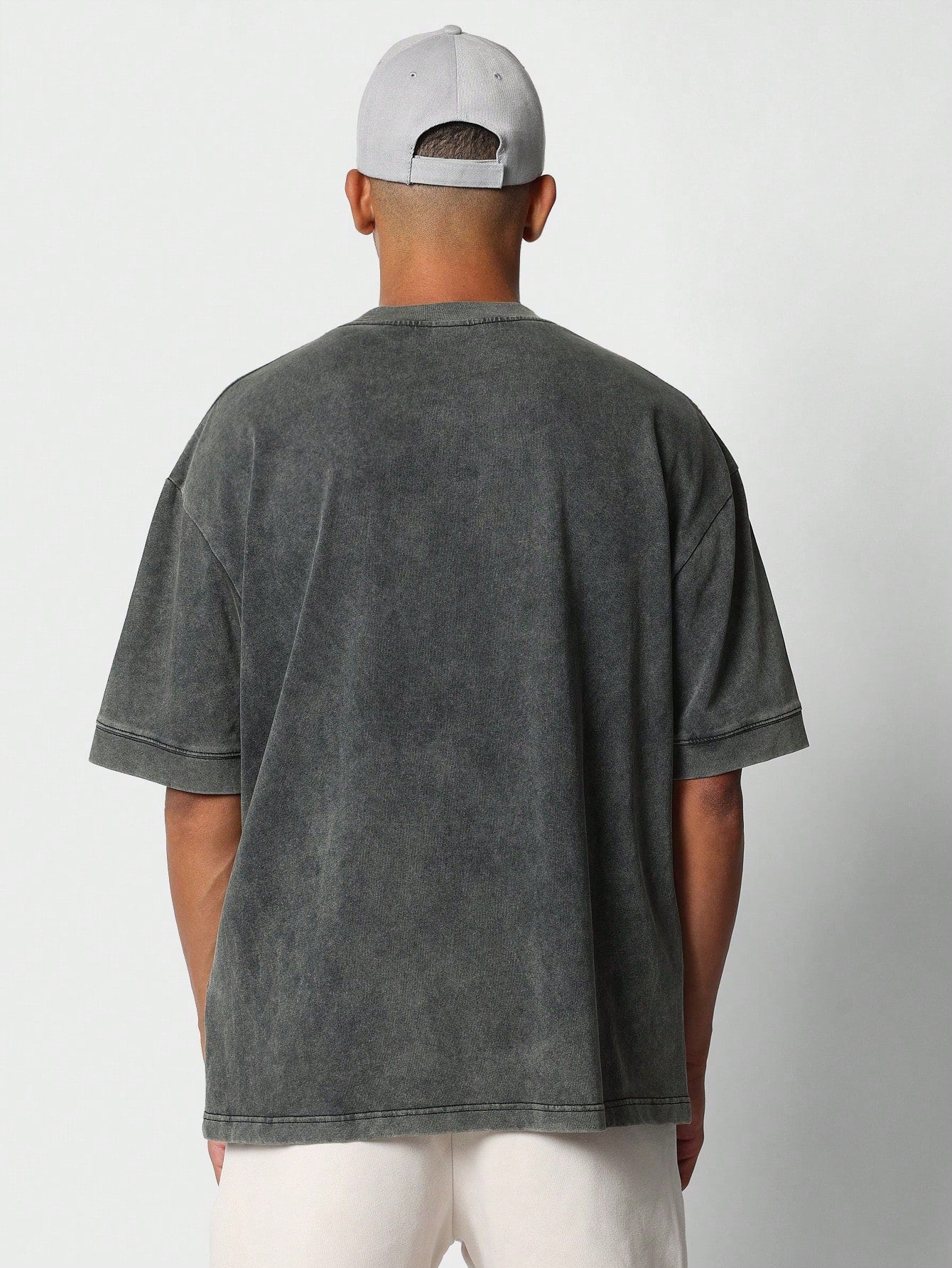 Oversized Fit Washed Tee With Front Embroidery Print