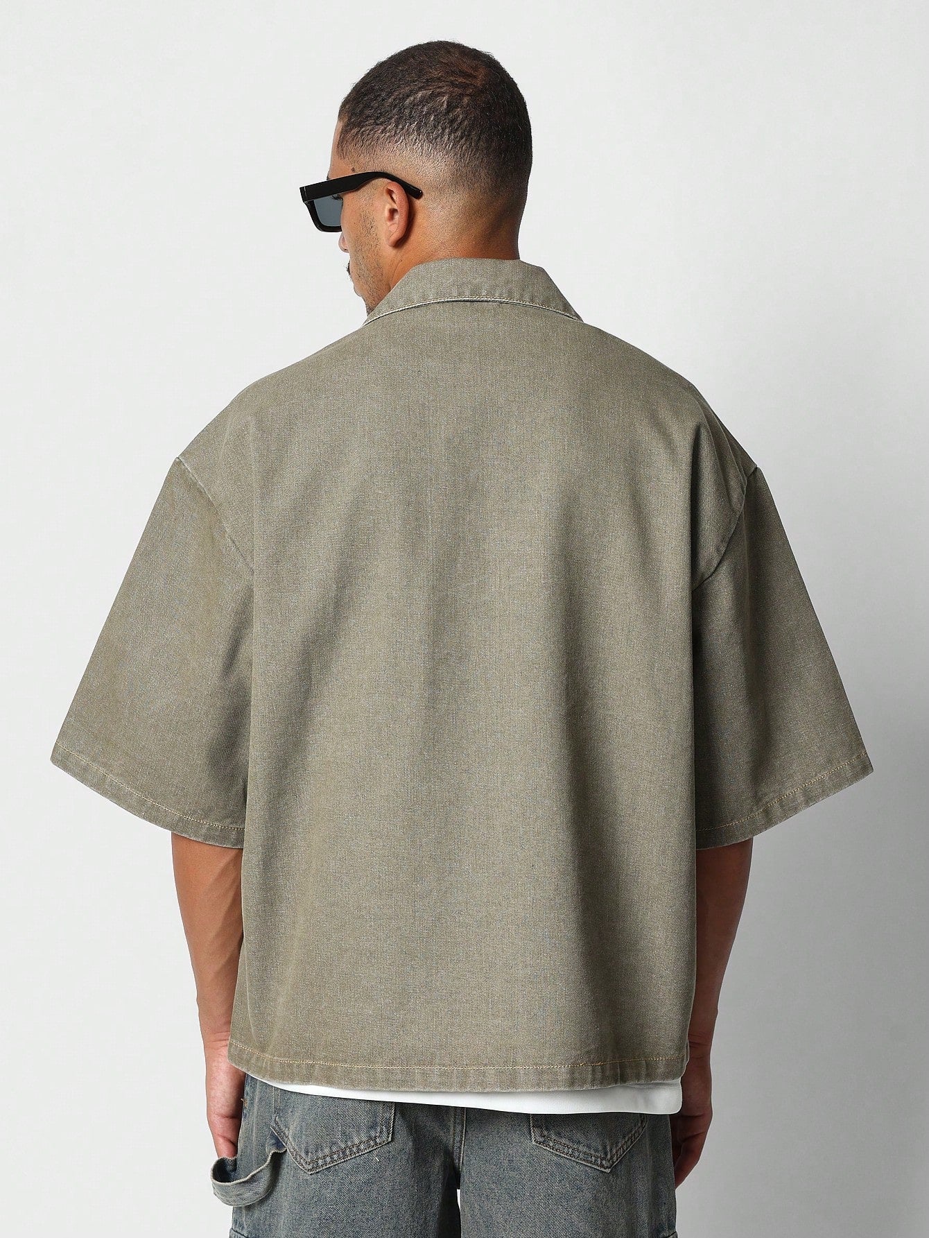 Boxy Fit Denim Twill Shirt With Front Pockets