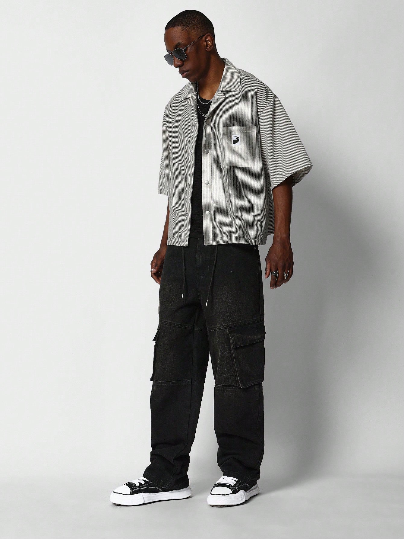 Loose Fit Cargo Jean With Tie Detail