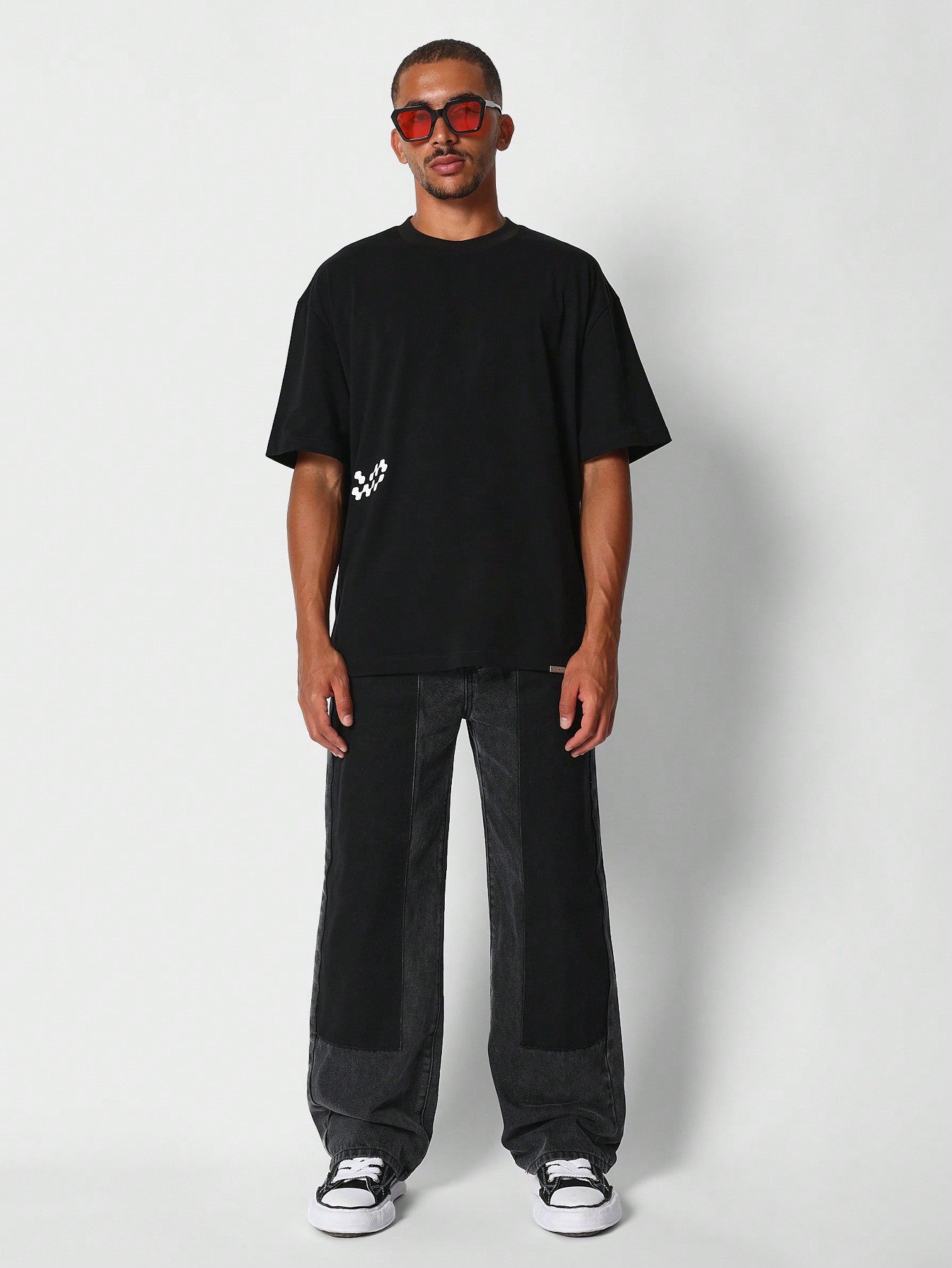 Loose Fit Baggy Jeans With Panel Detail