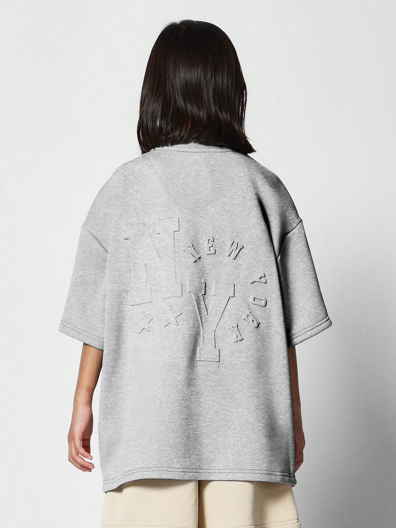 Tween Girl Oversized Fit Tee With Embossing