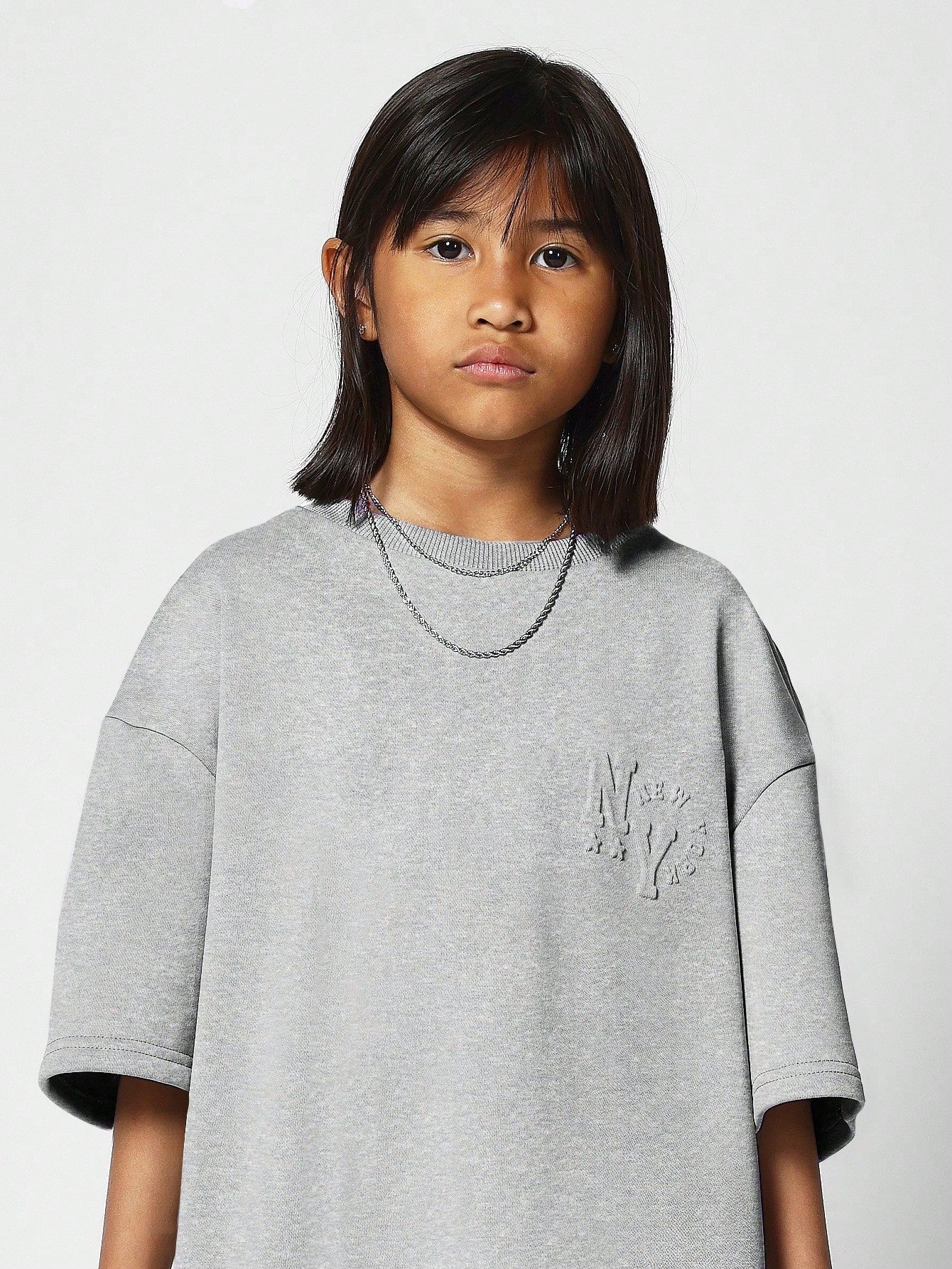 Tween Girl Oversized Fit Tee With Embossing