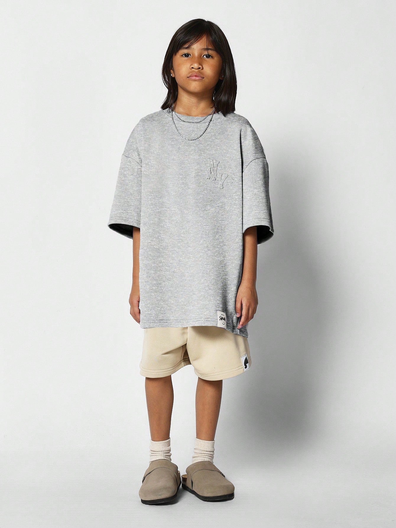 Tween Girl Oversized Fit Tee With Embossing