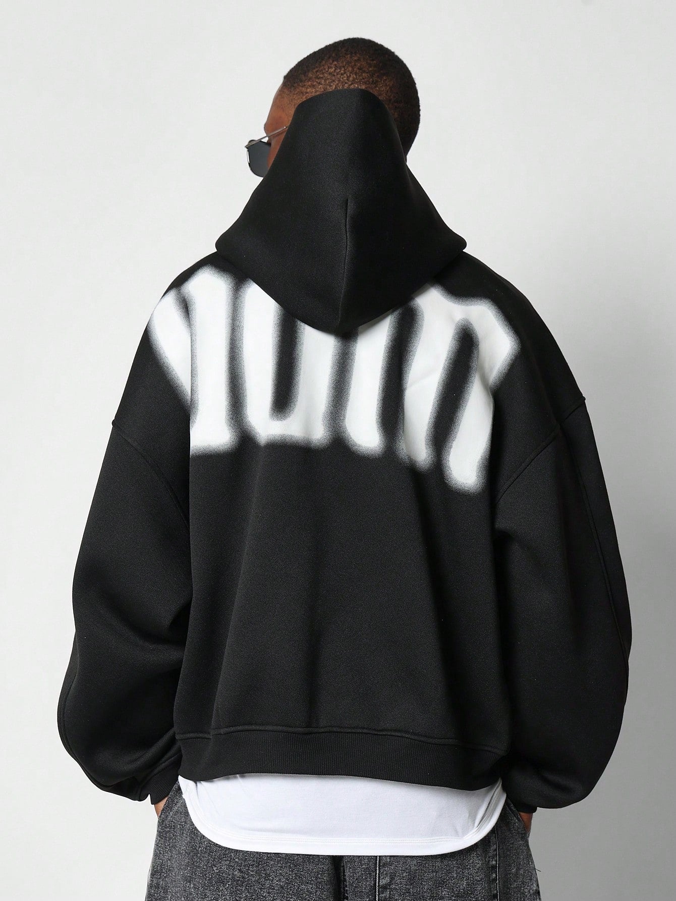 Oversized Fit Zip Through Hoodie With Front And Back Graphic Print