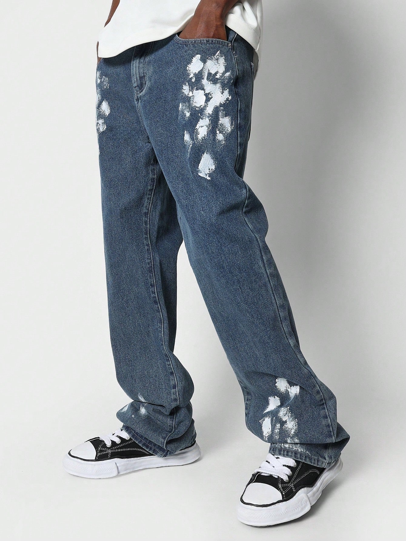 Flare Fit Jean With Paint Print