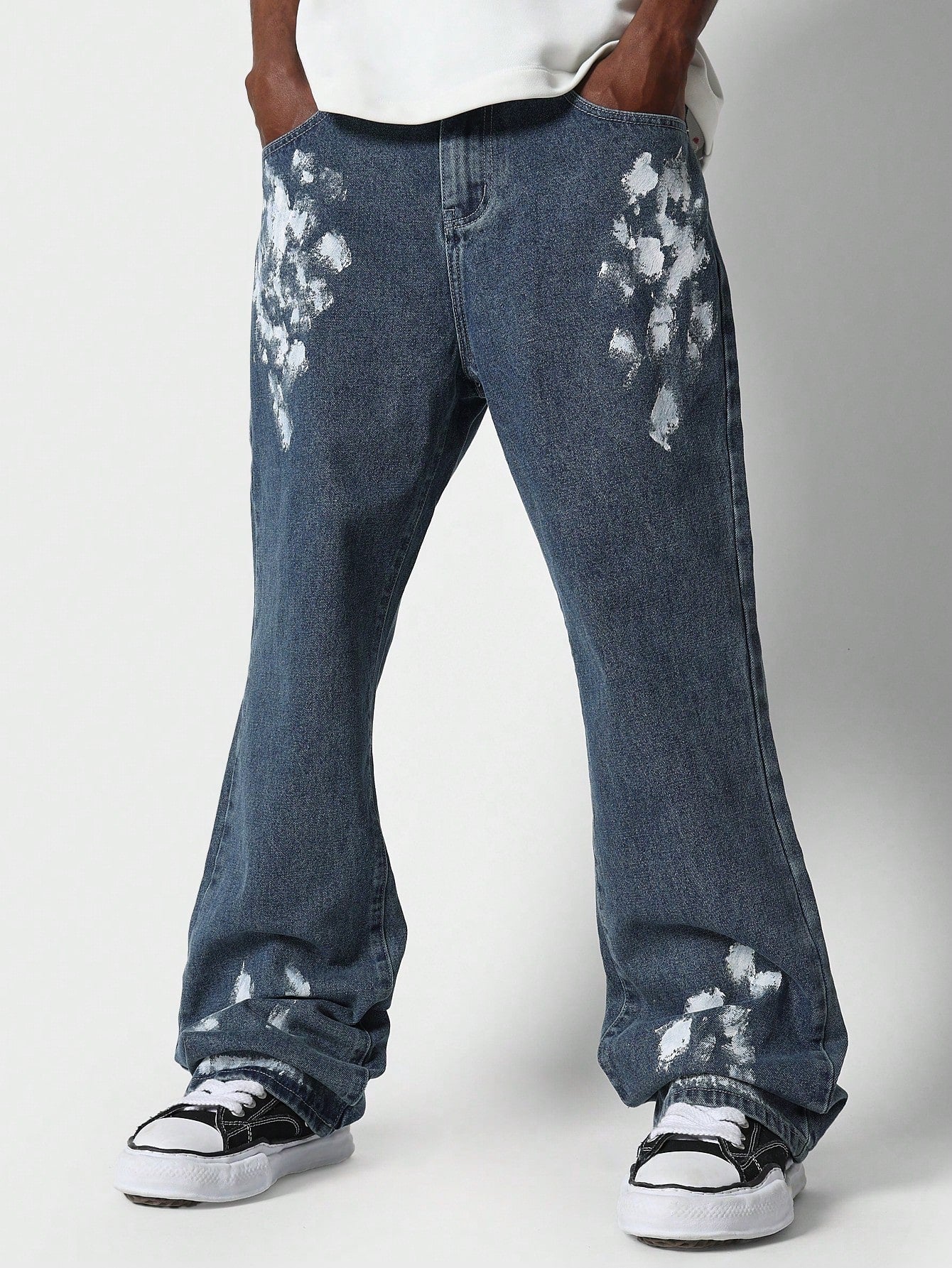 Flare Fit Jean With Paint Print