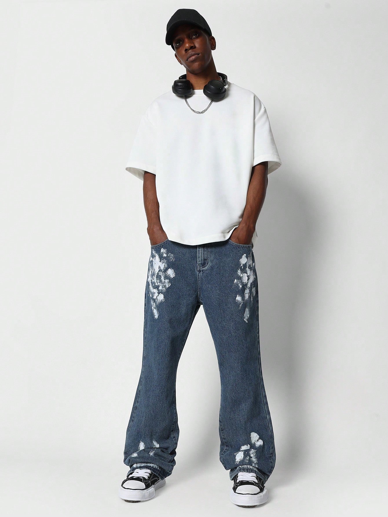 Flare Fit Jean With Paint Print