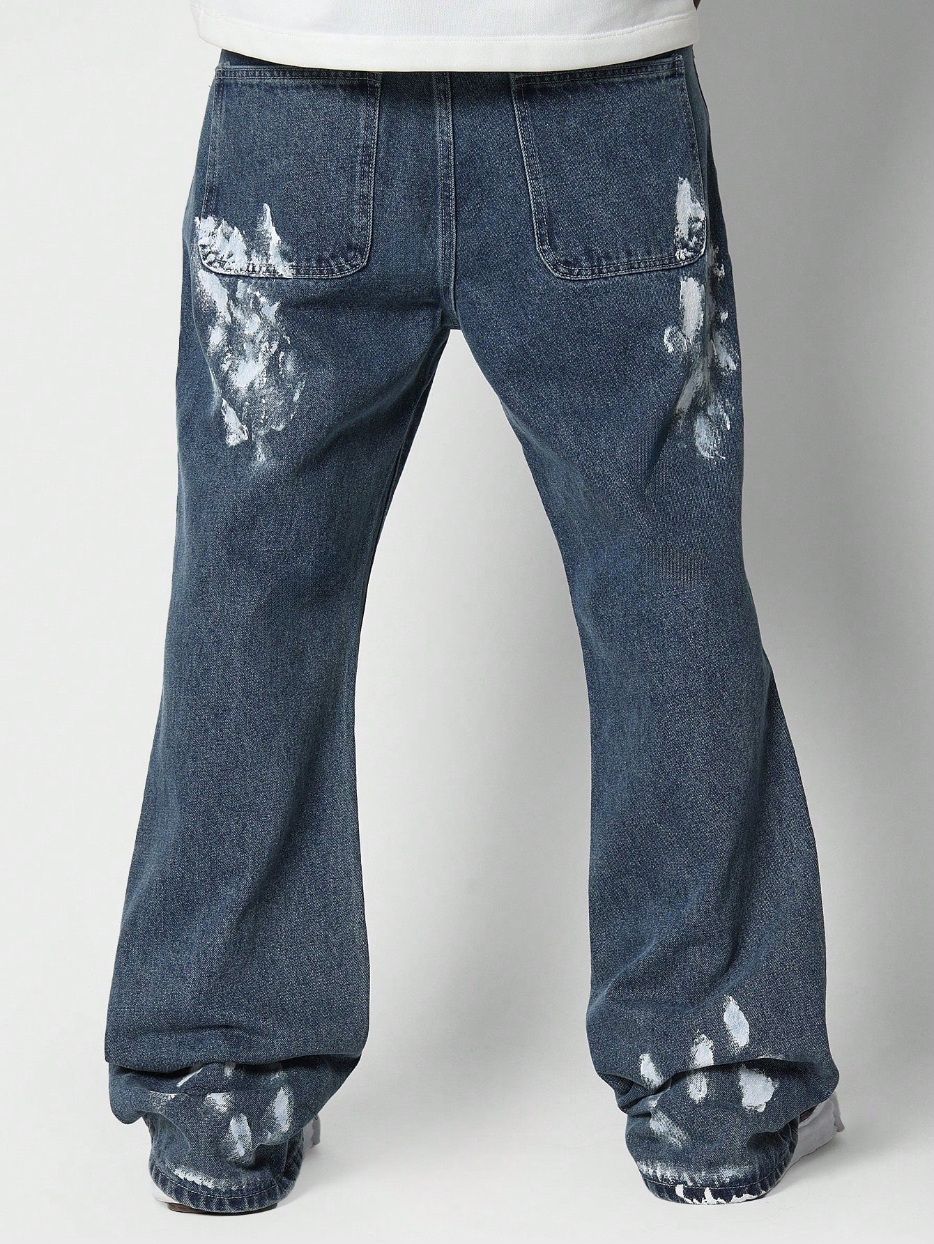 Flare Fit Jean With Paint Print