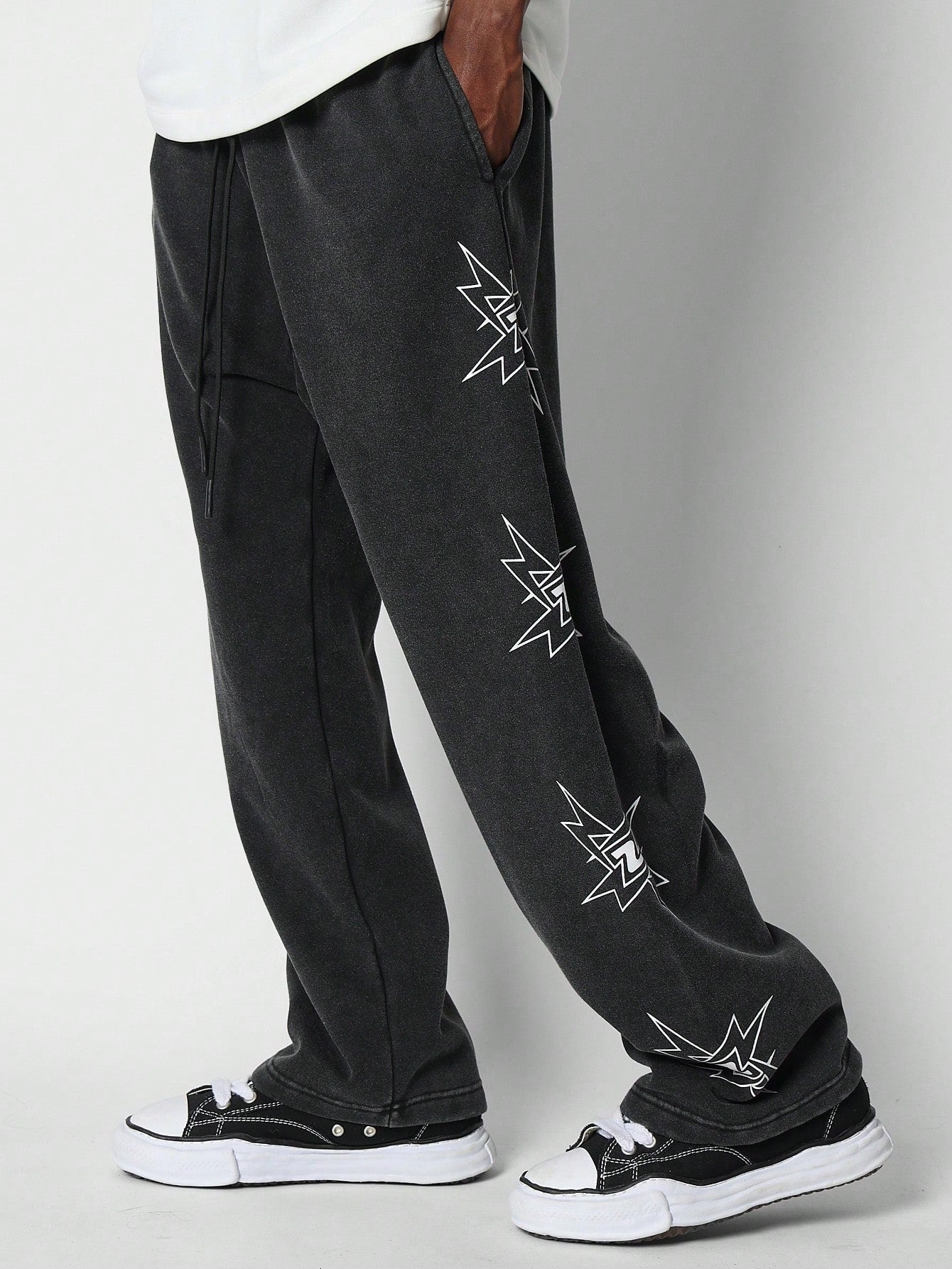 Premium Heavyweight Washed Baggy Jogger With Side Graphic Print