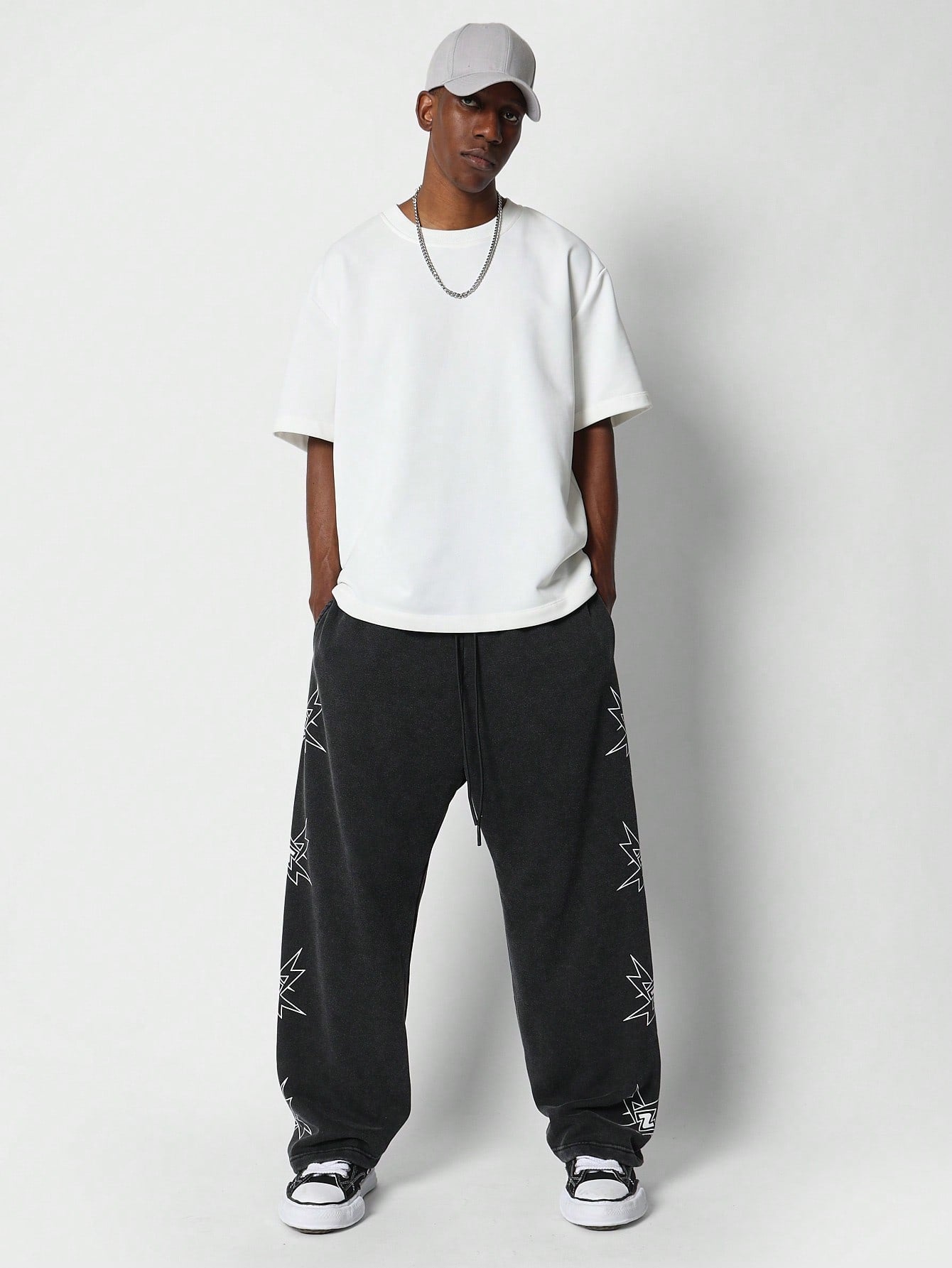 Premium Heavyweight Washed Baggy Jogger With Side Graphic Print