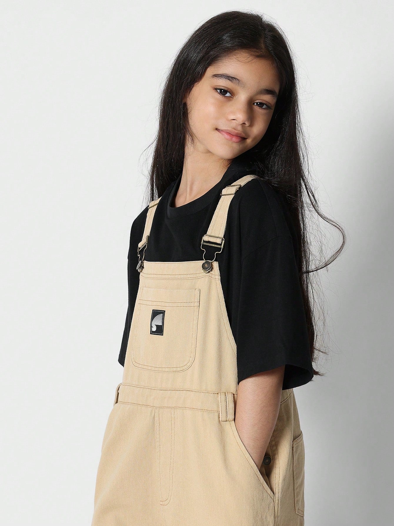 Tween Girls Washed Twill Carpenter Dungaree