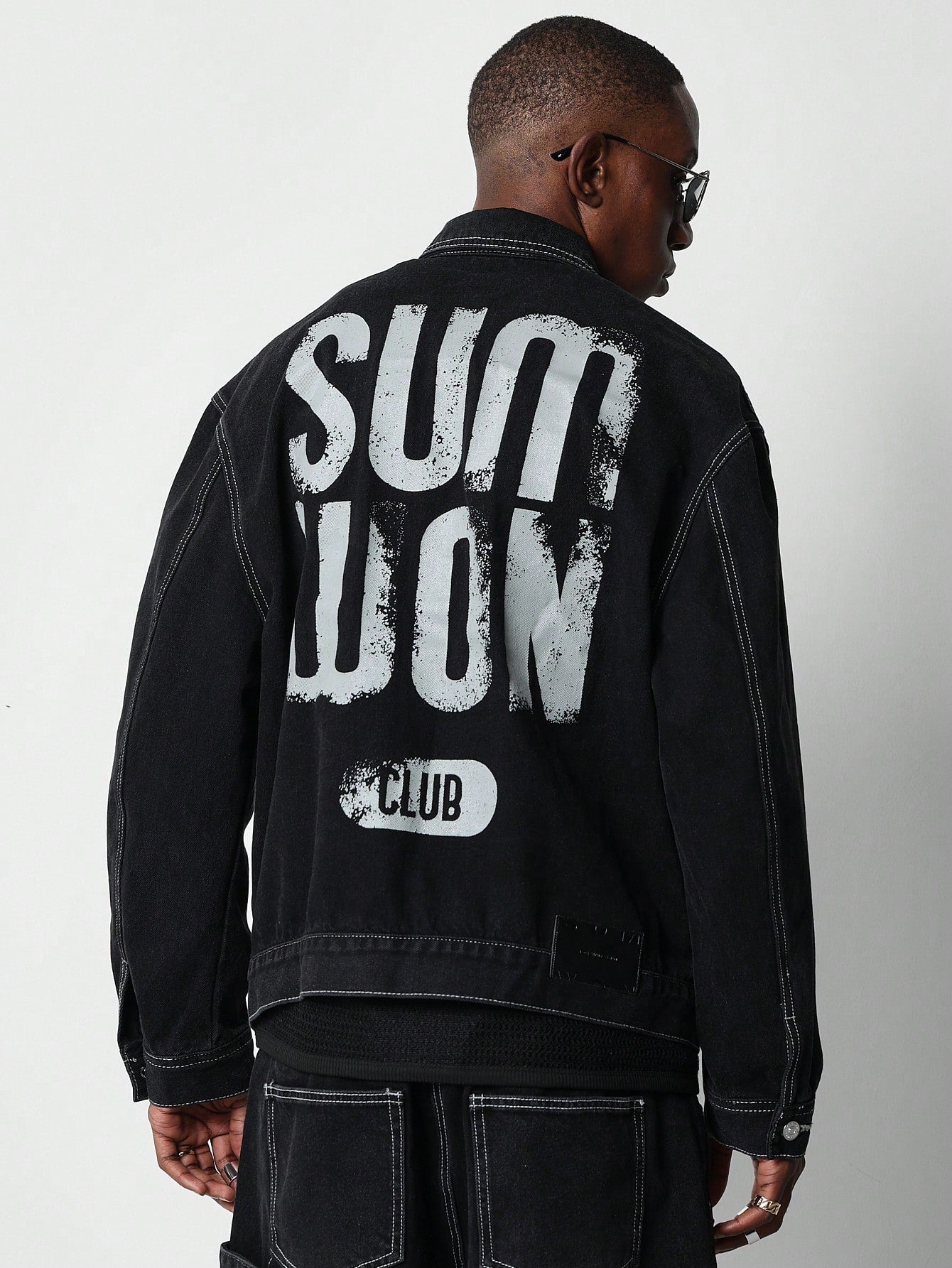 Regular Fit Denim Jacket With Back Graphic Print