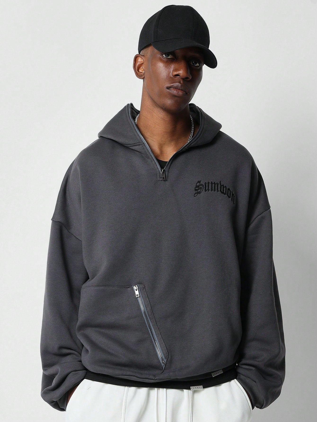 Masked Hoodie With Pocket Detail