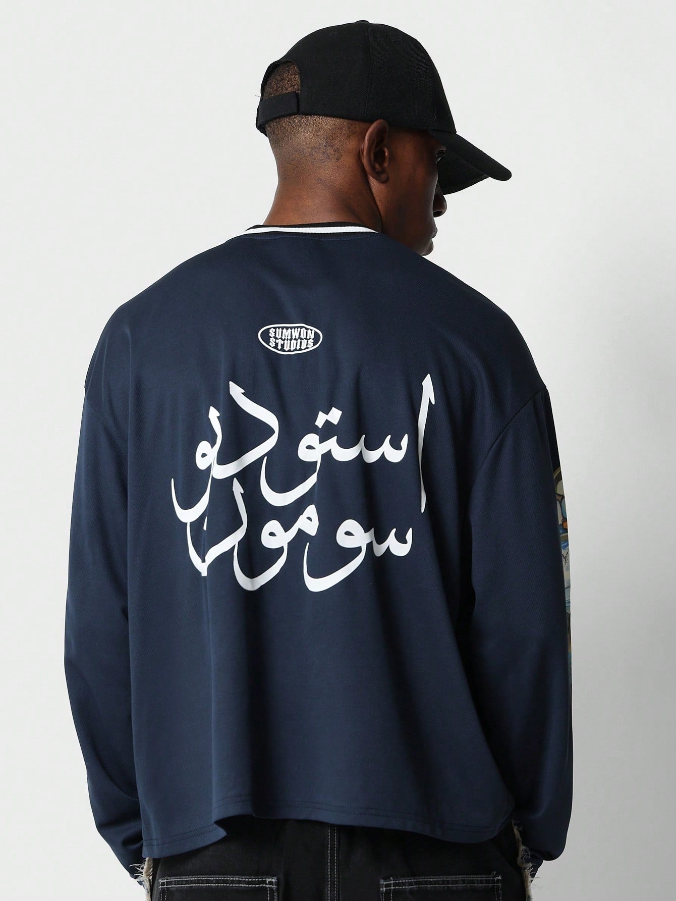 Regular Fit Baller Tee With Arabic Letter & Graphic Print