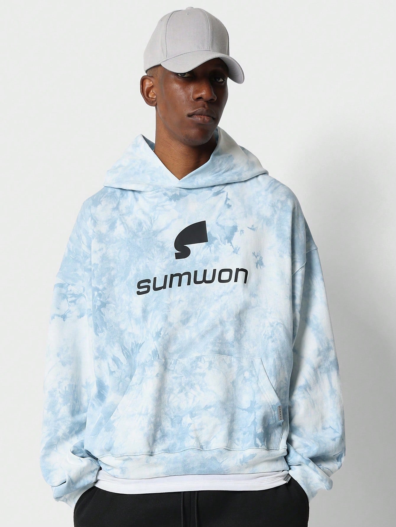 Oversized Tie-Dye Hoodie With Front Graphic Print