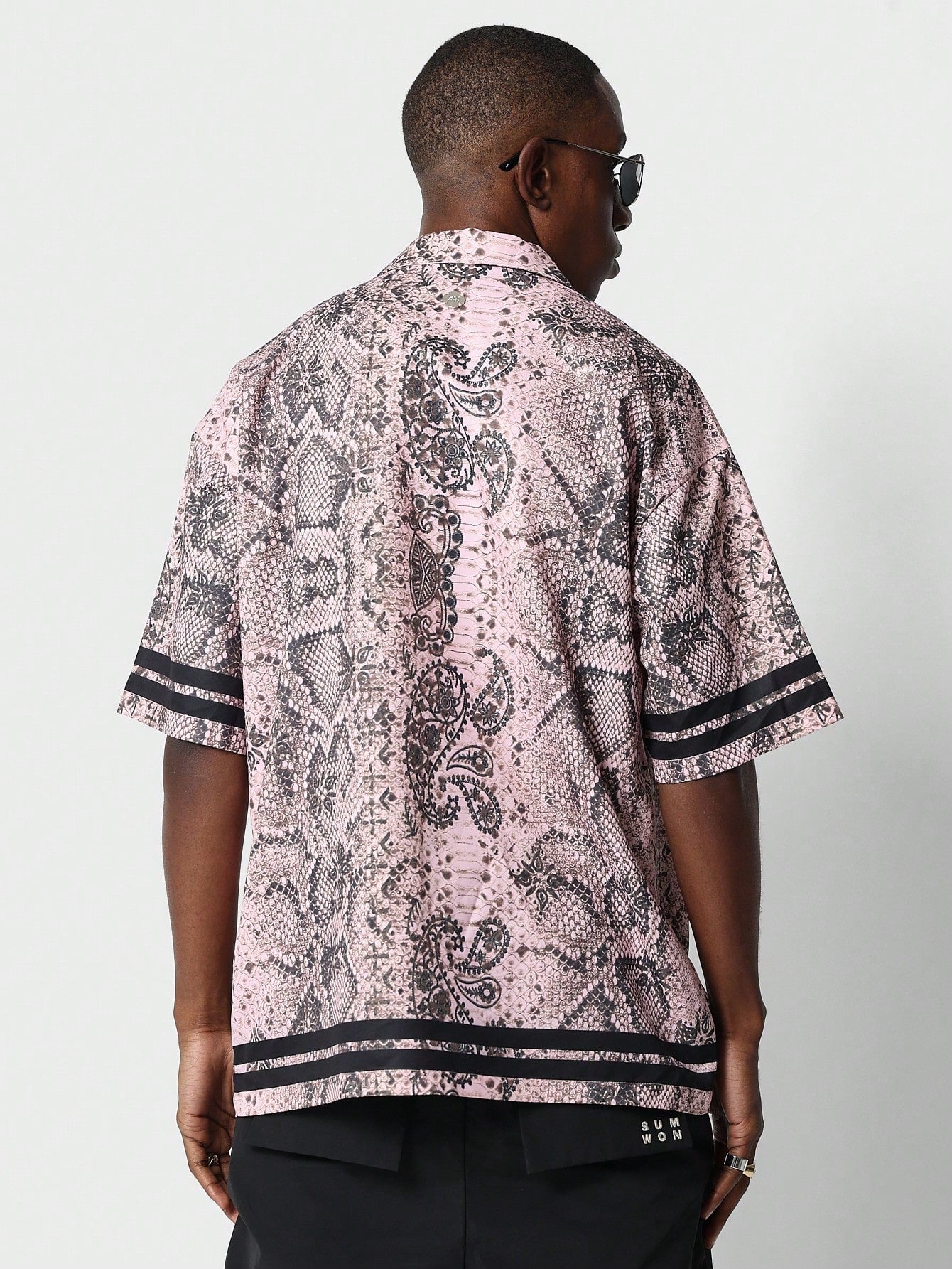 Relaxed Fit Revered Collar Shirt With All Over Print